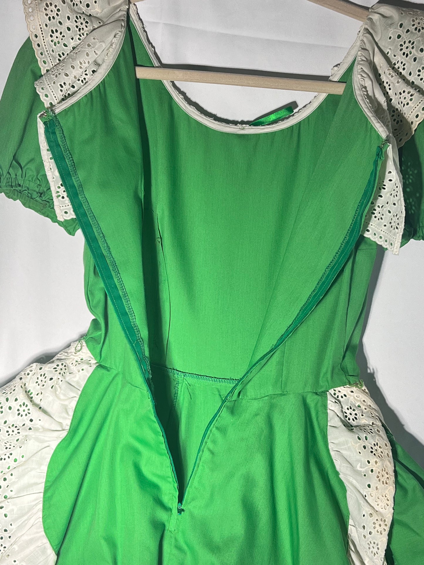 Vintage Square Dancing Dress -Green and white - no tags -handmade women’s dress