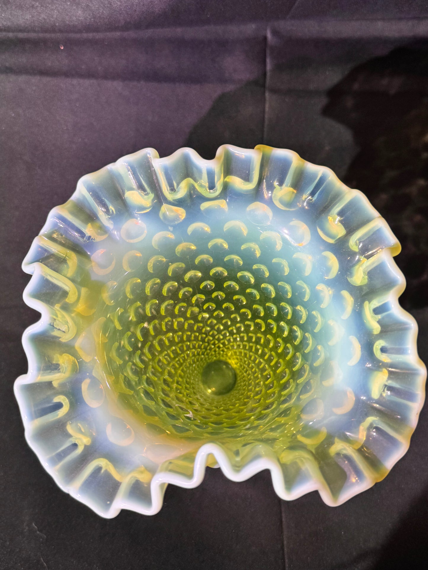 Uranium- Fenton- Hobnail- 8” Ruffled Flower Vase