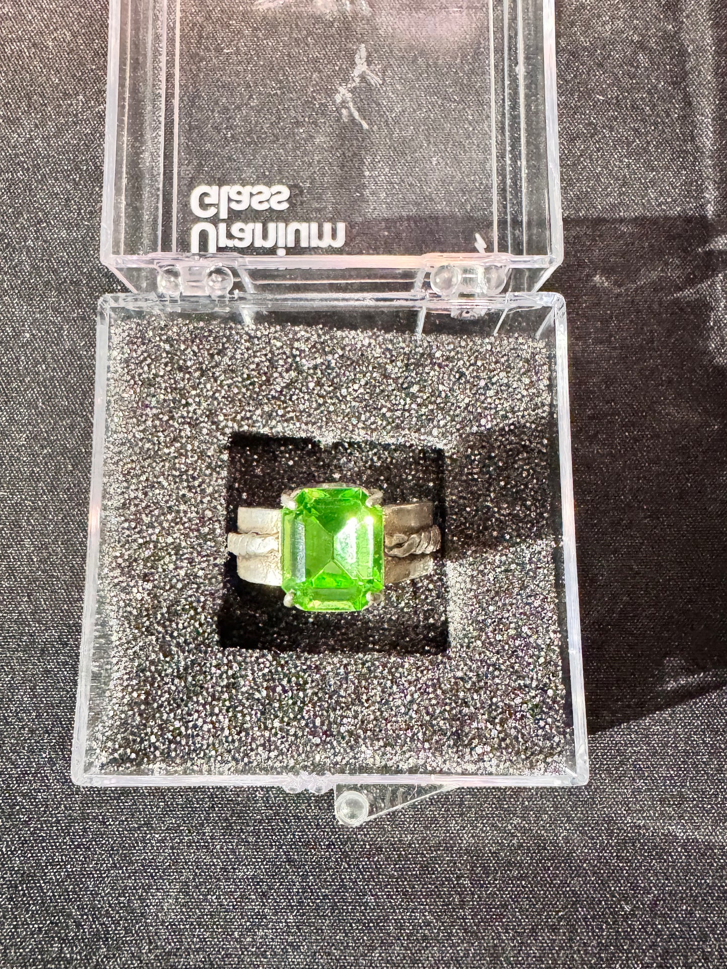 Uranium- Ring - size 9.5 - .925 Sterling Silver- Green Gemstone-