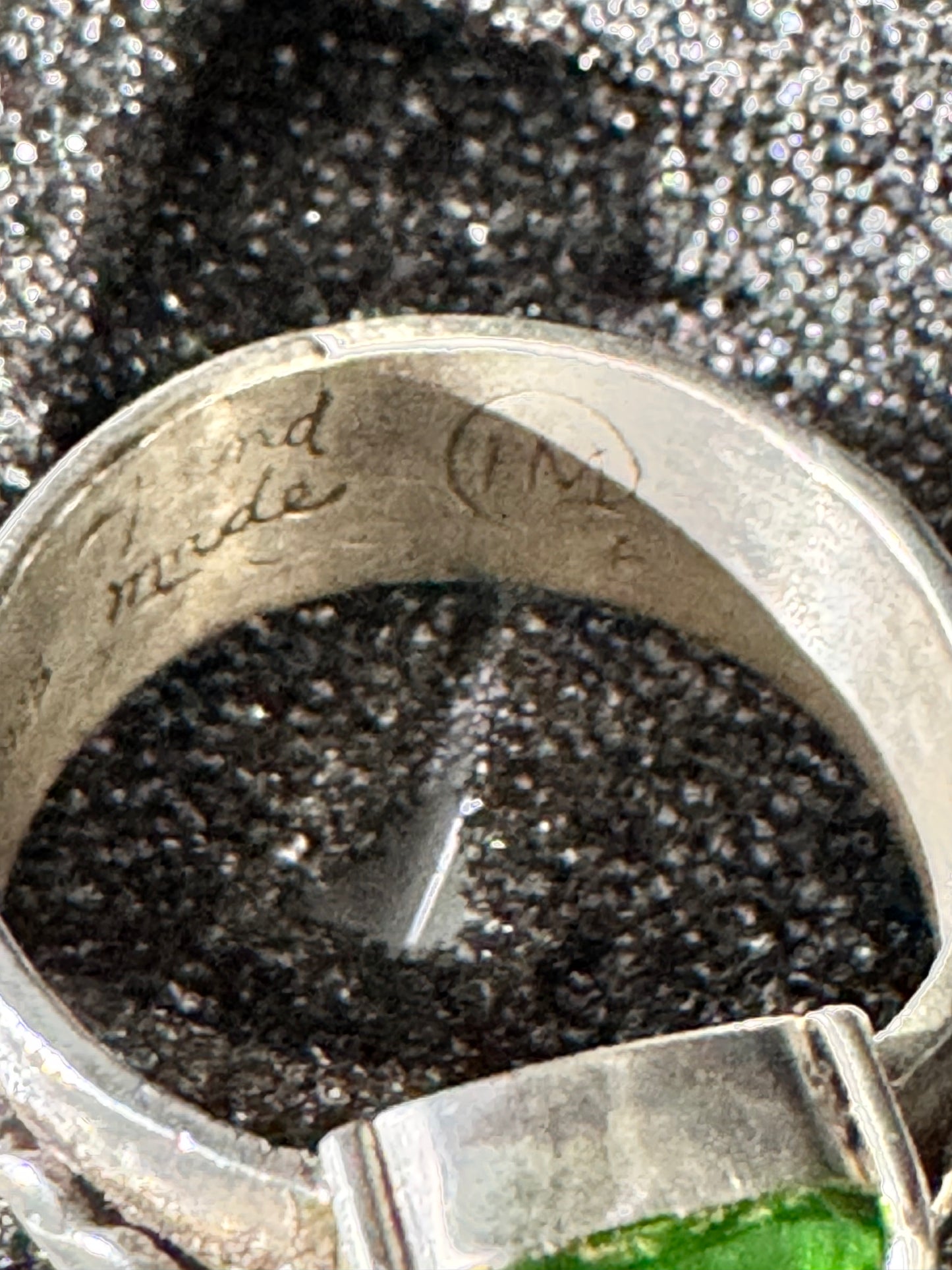 Uranium- Ring - size 9.5 - .925 Sterling Silver- Green Gemstone-