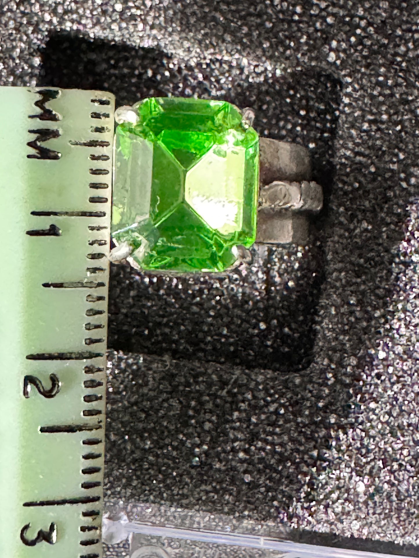 Uranium- Ring - size 9.5 - .925 Sterling Silver- Green Gemstone-