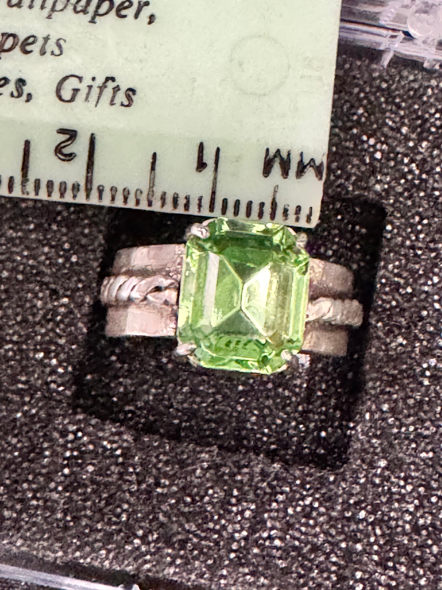 Uranium- Ring - size 9.5 - .925 Sterling Silver- Green Gemstone-