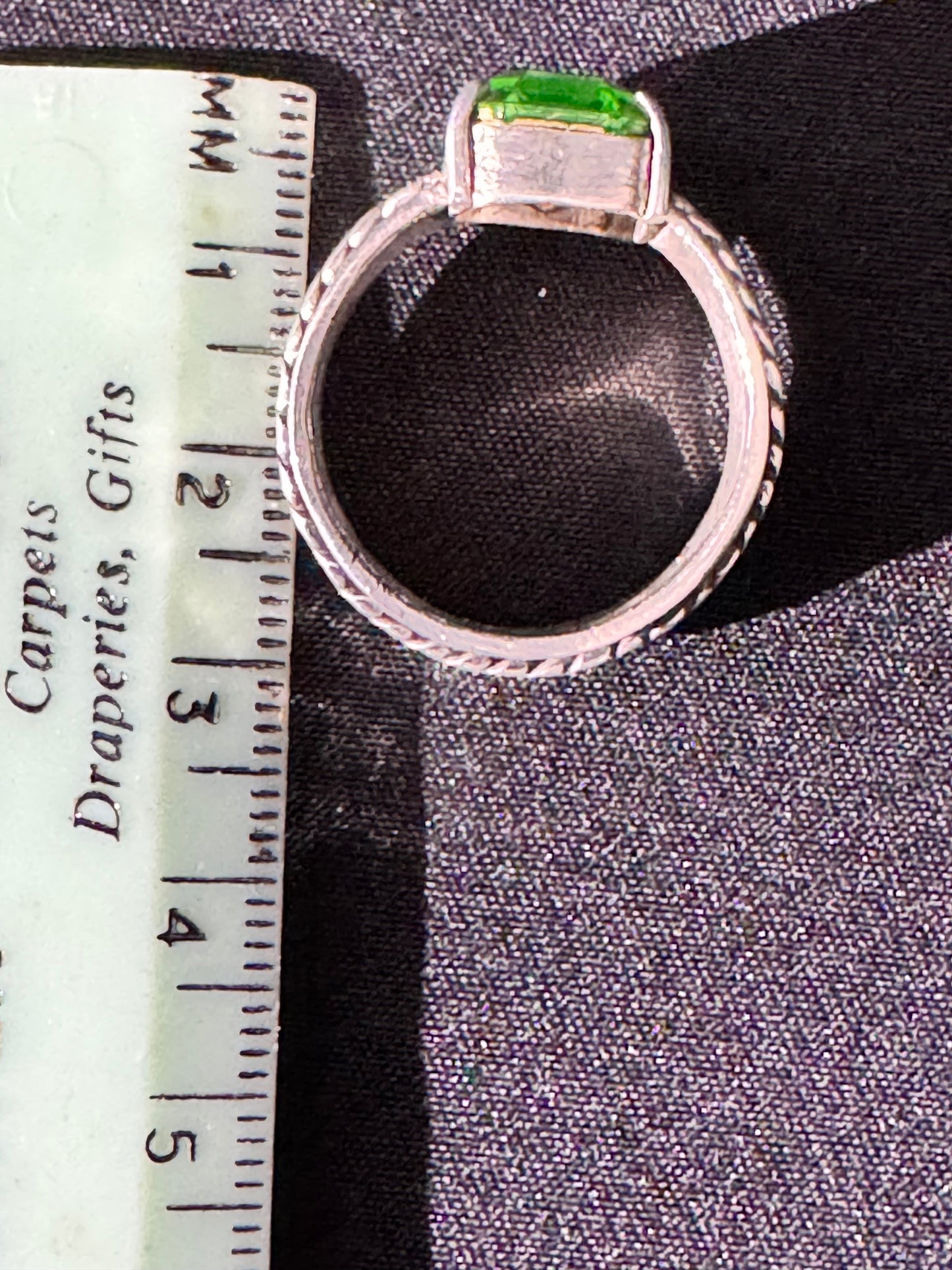 Uranium- Ring - size 9.5 - .925 Sterling Silver- Green Gemstone-