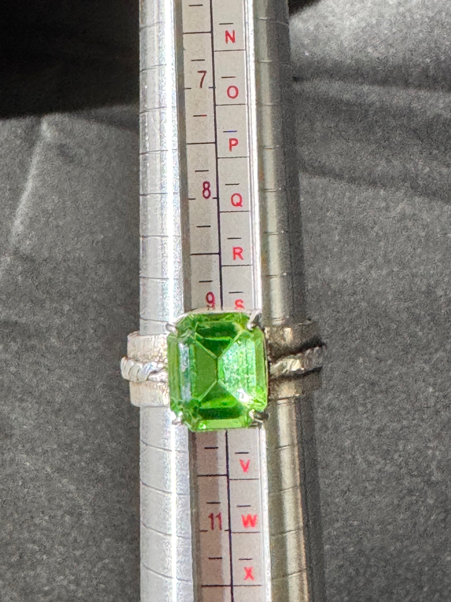 Uranium- Ring - size 9.5 - .925 Sterling Silver- Green Gemstone-