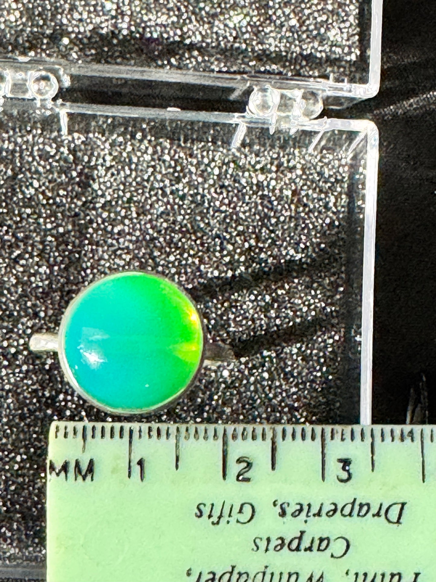 Uranium Glass Ring – Round Gemstone in Solid .925 Silver | Size 9
