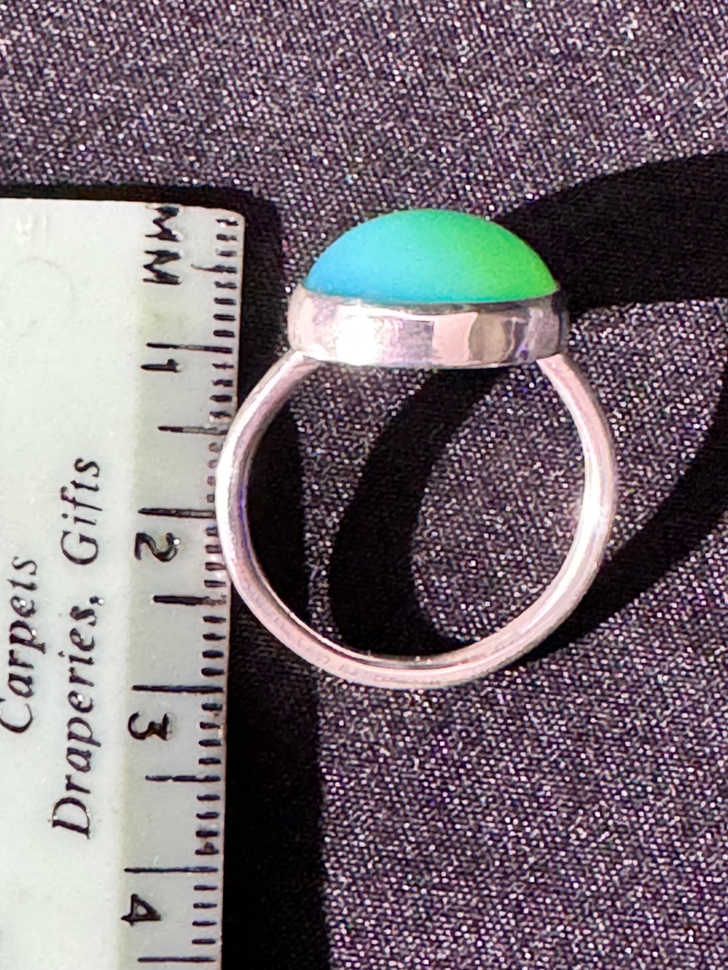 Uranium Glass Ring – Round Gemstone in Solid .925 Silver | Size 9