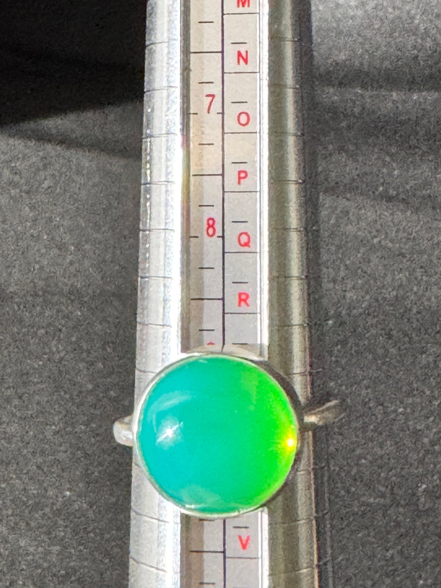 Uranium Glass Ring – Round Gemstone in Solid .925 Silver | Size 9
