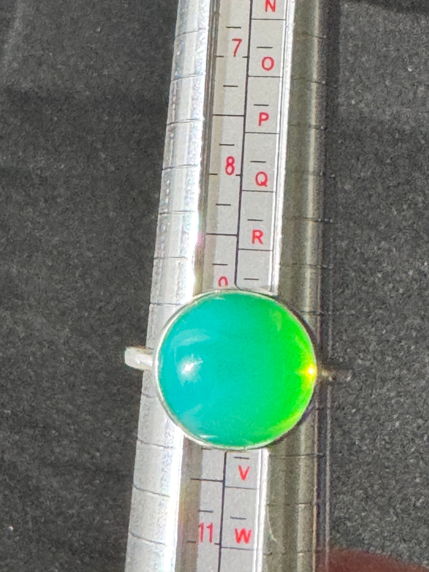 Uranium Glass Ring – Round Gemstone in Solid .925 Silver | Size 9