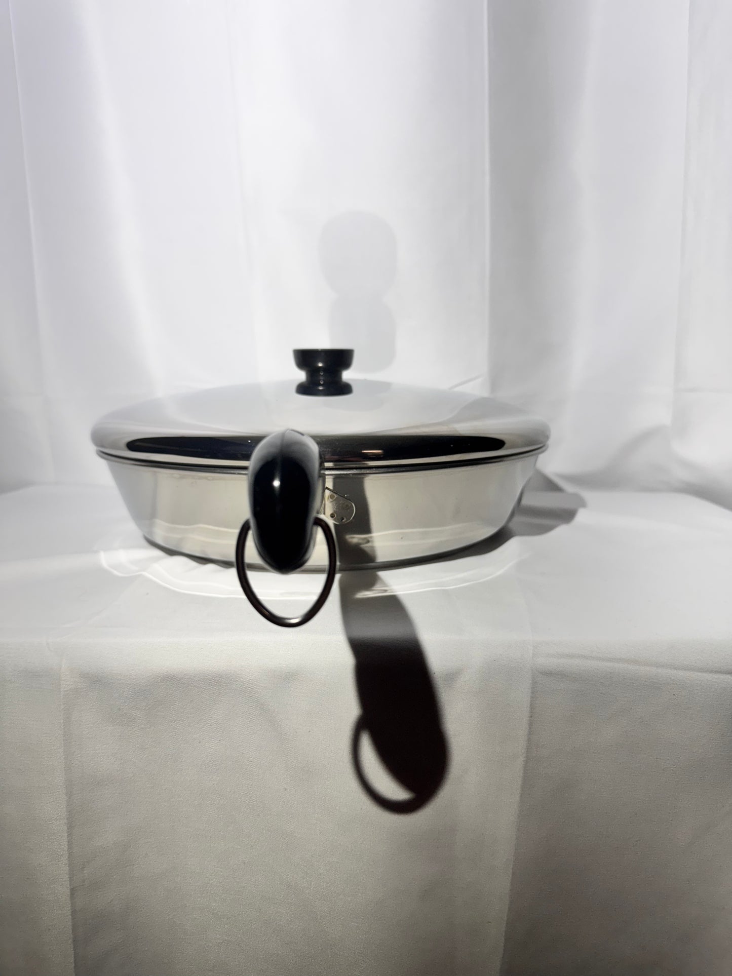 Revere Ware -Stainless Steel-12-inch Covered Skillet -3520527-Corning-Aluminum Disc Bottom-1192