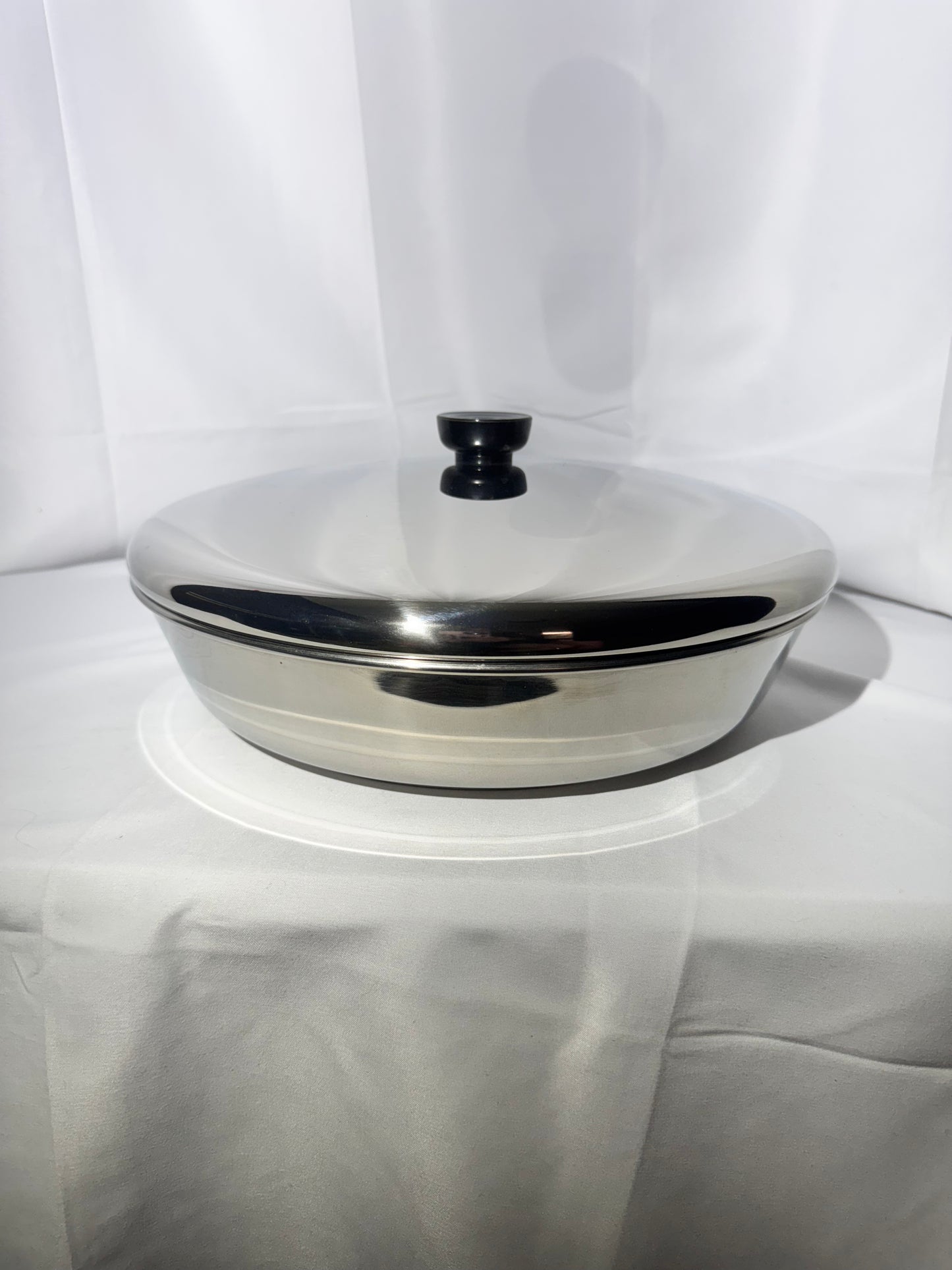 Revere Ware -Stainless Steel-12-inch Covered Skillet -3520527-Corning-Aluminum Disc Bottom-1192