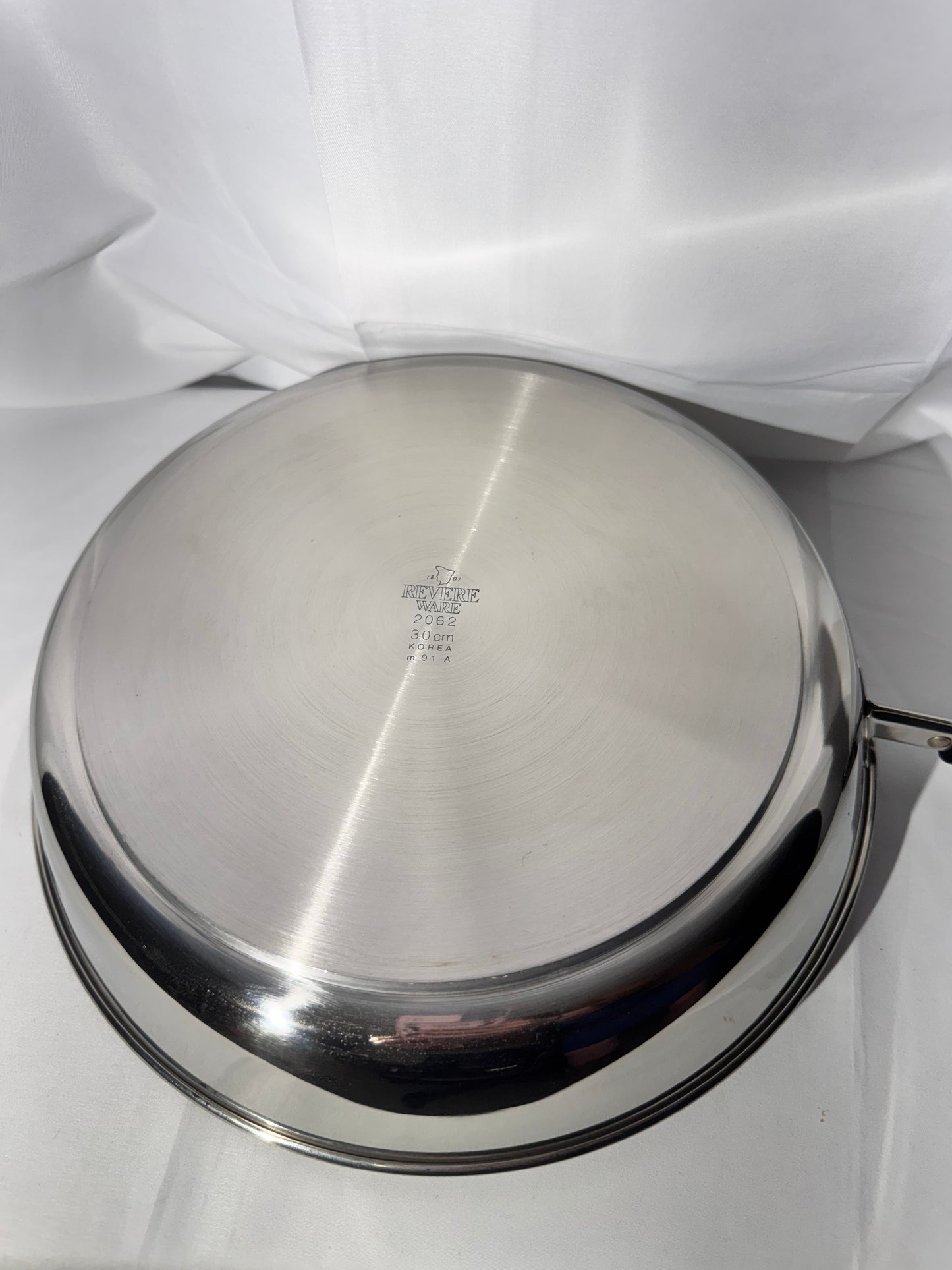 Revere Ware -Stainless Steel-12-inch Covered Skillet -3520527-Corning-Aluminum Disc Bottom-1192