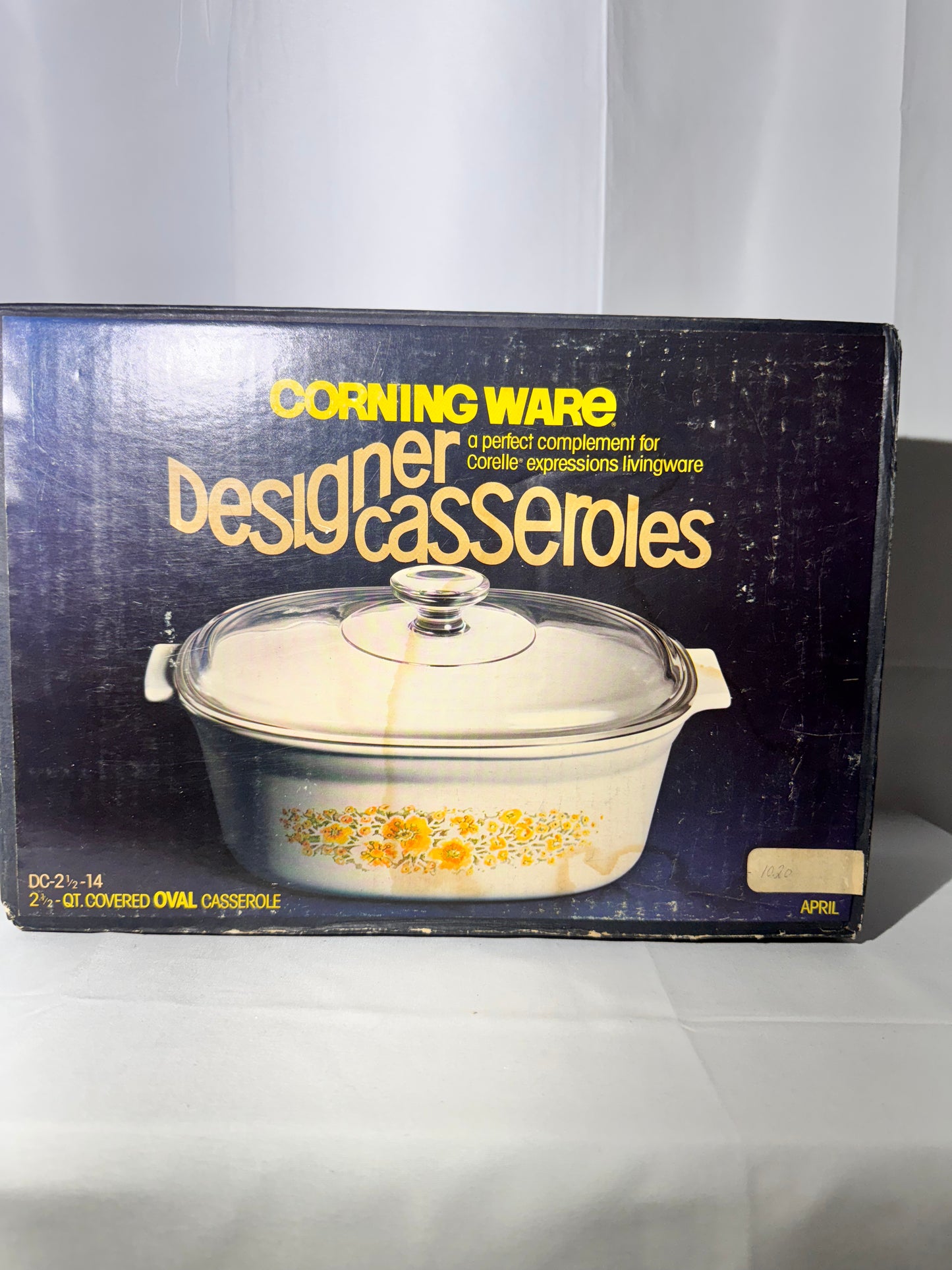 Corning Ware - 2 1/2 qt. Covered Casserole- April- original Box - Corelle