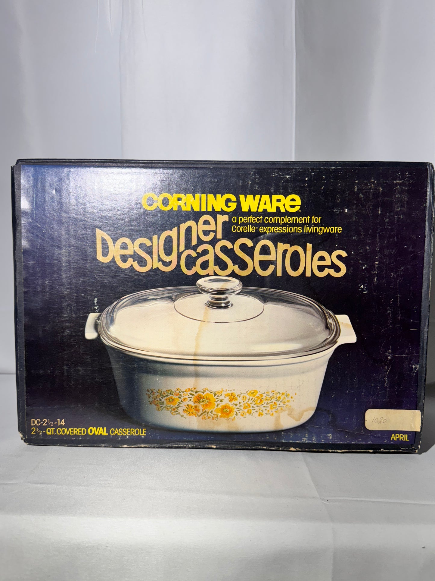 Corning Ware - 2 1/2 qt. Covered Casserole- April- original Box - Corelle