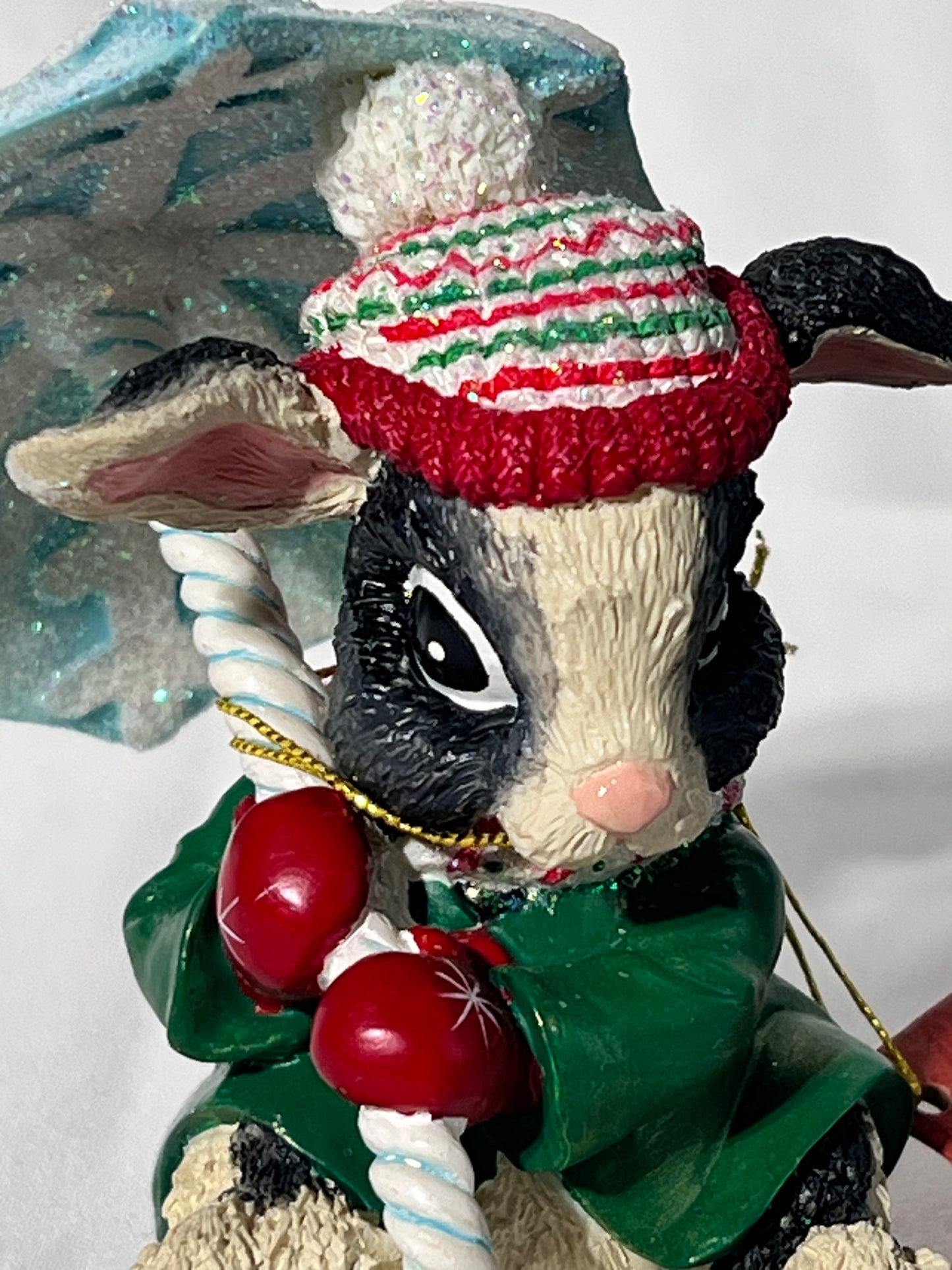 Radko - Woodland Wind- winter bunny holding umbrella- figurine - Christmas