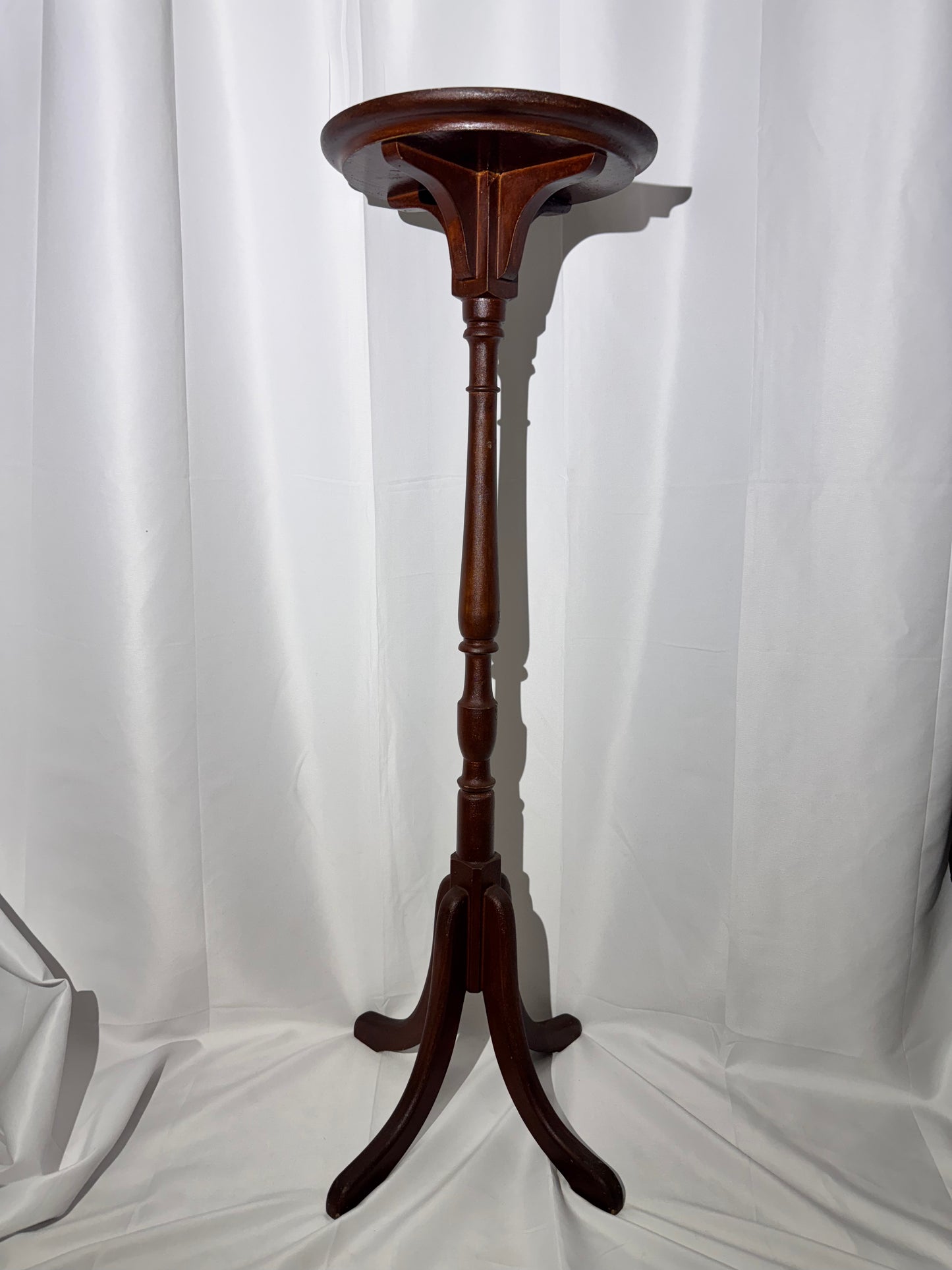 Vintage Wood Plant Stand – 36.5” Tall – Four-Legged Base – Marked “125”