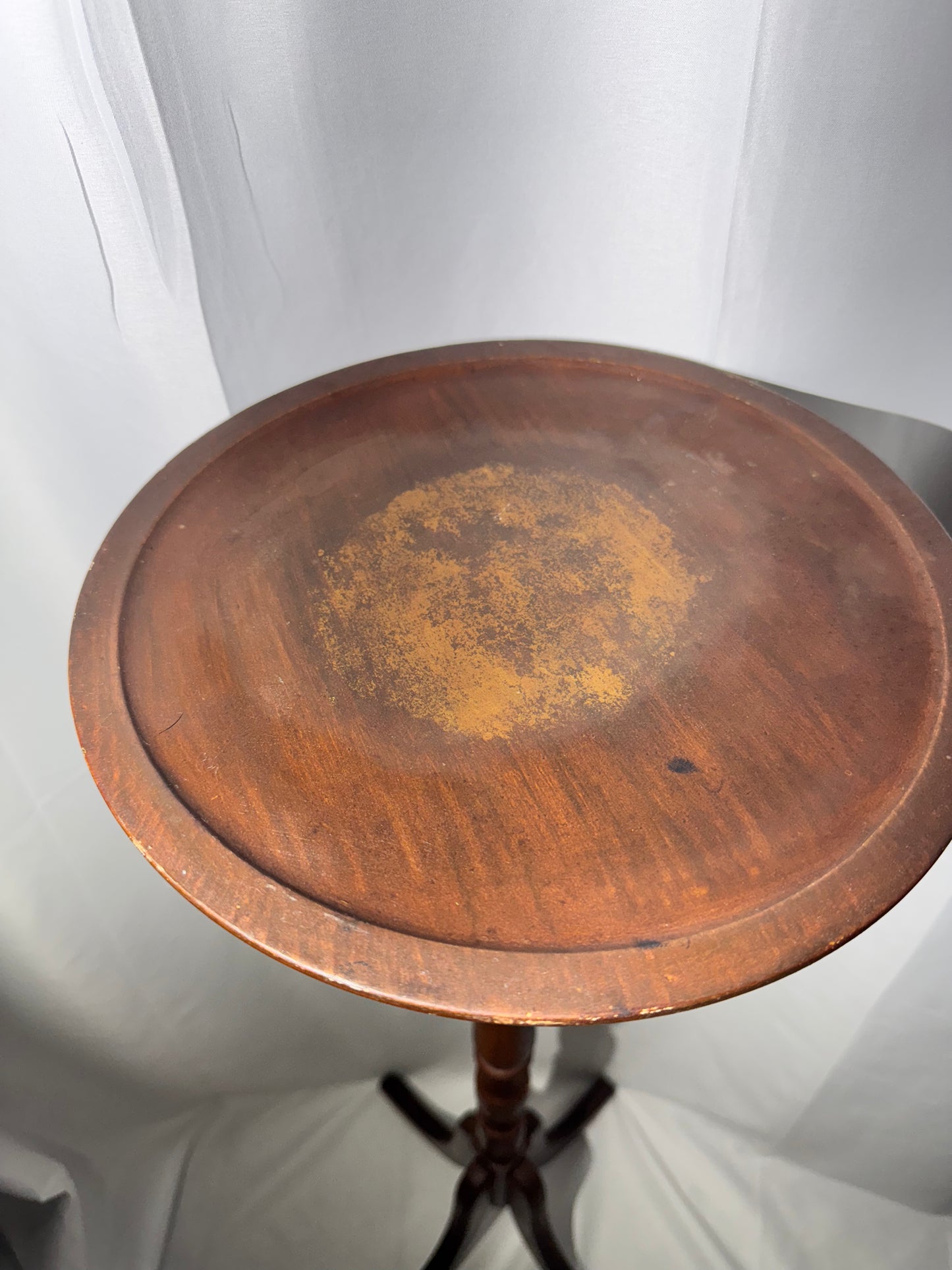 Vintage Wood Plant Stand – 36.5” Tall – Four-Legged Base – Marked “125”