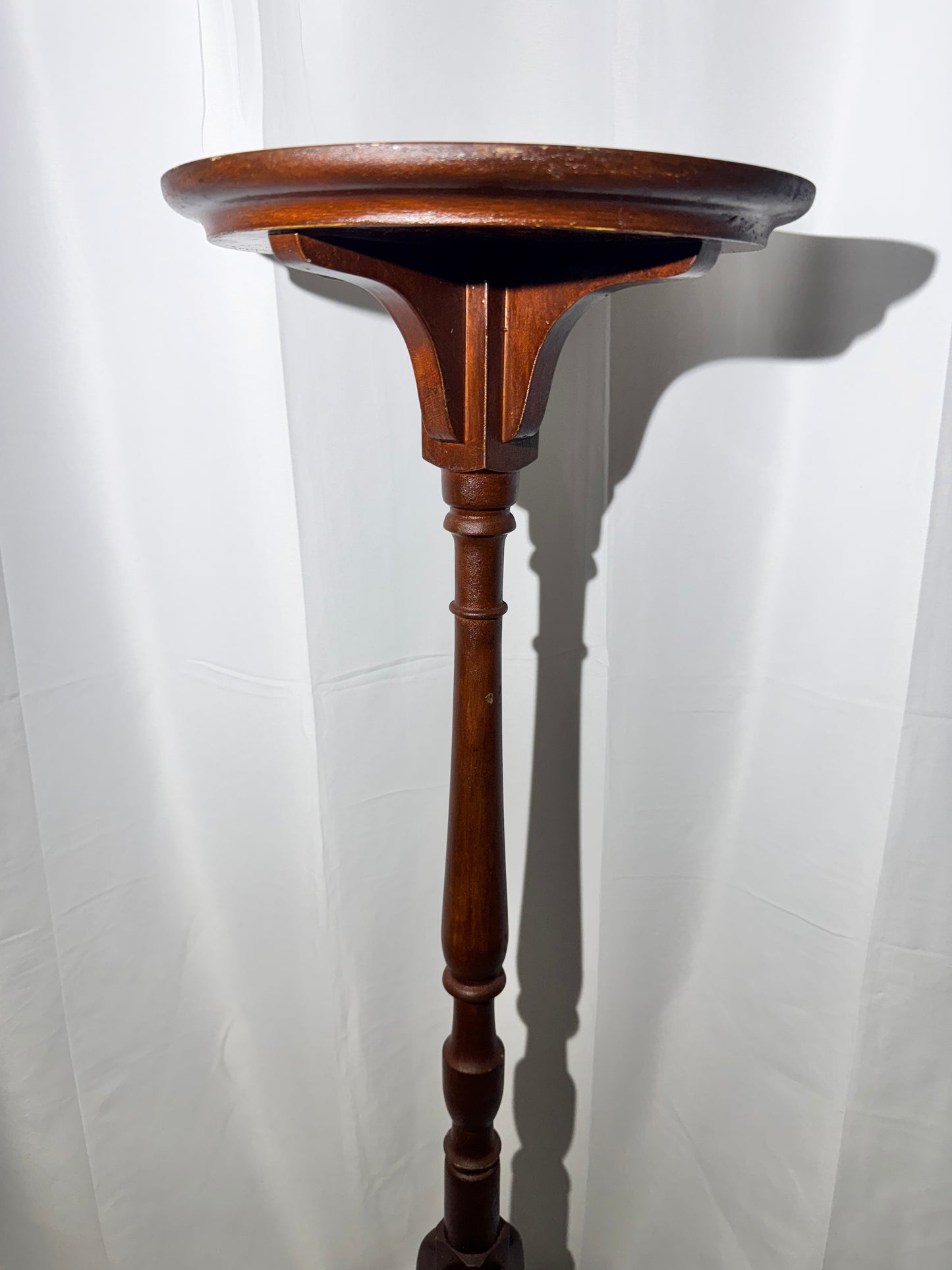 Vintage Wood Plant Stand – 36.5” Tall – Four-Legged Base – Marked “125”