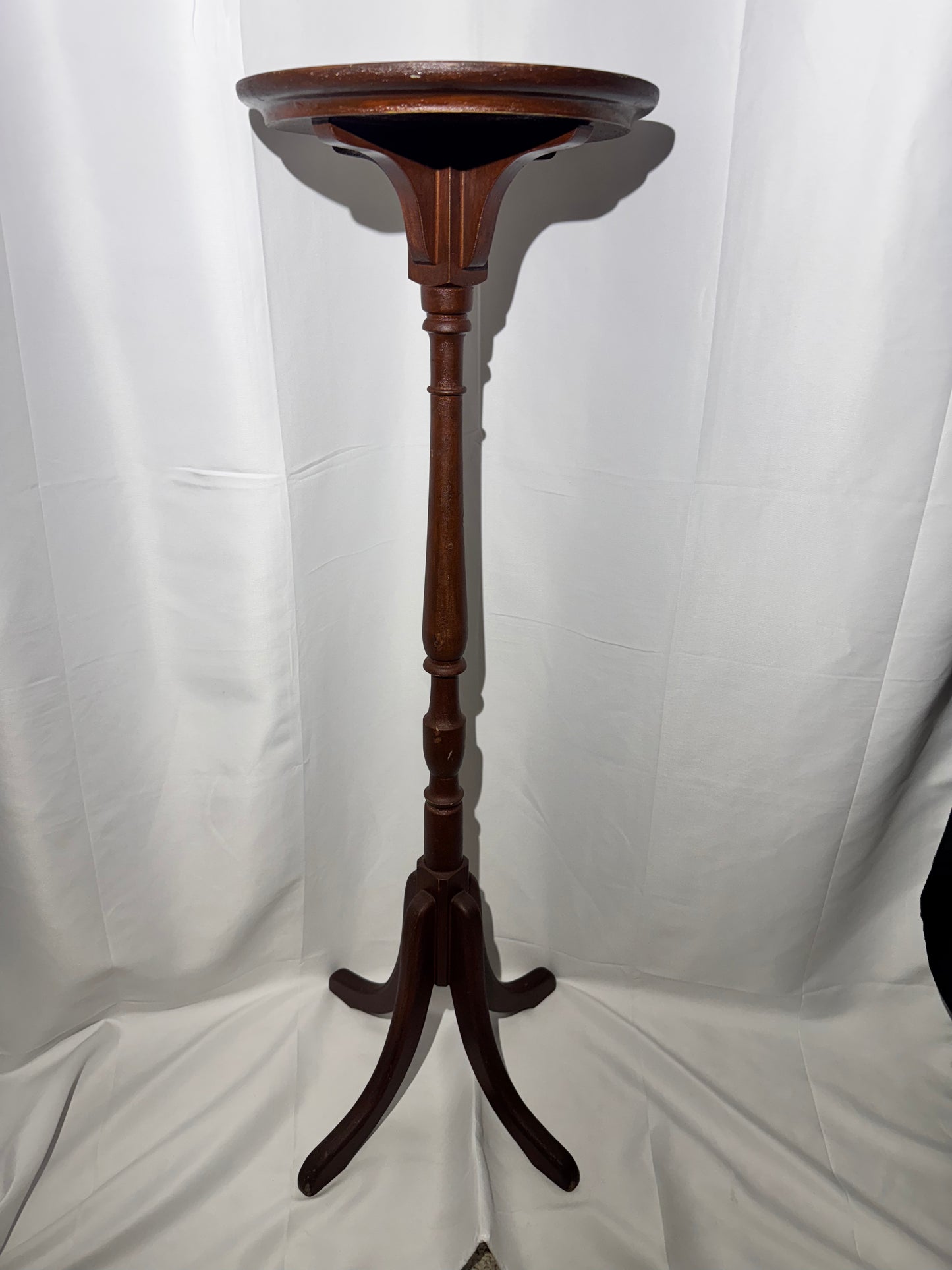 Vintage Wood Plant Stand – 36.5” Tall – Four-Legged Base – Marked “125”