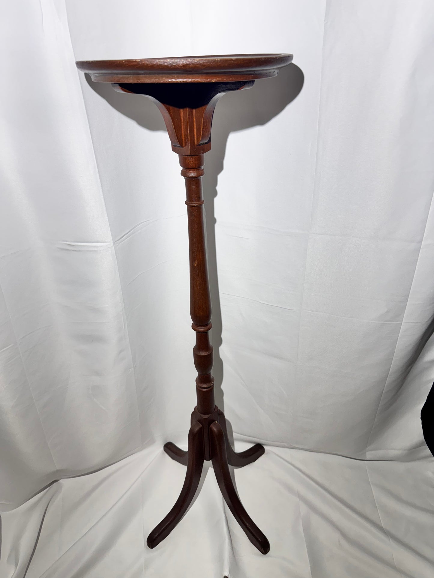 Vintage Wood Plant Stand – 36.5” Tall – Four-Legged Base – Marked “125”