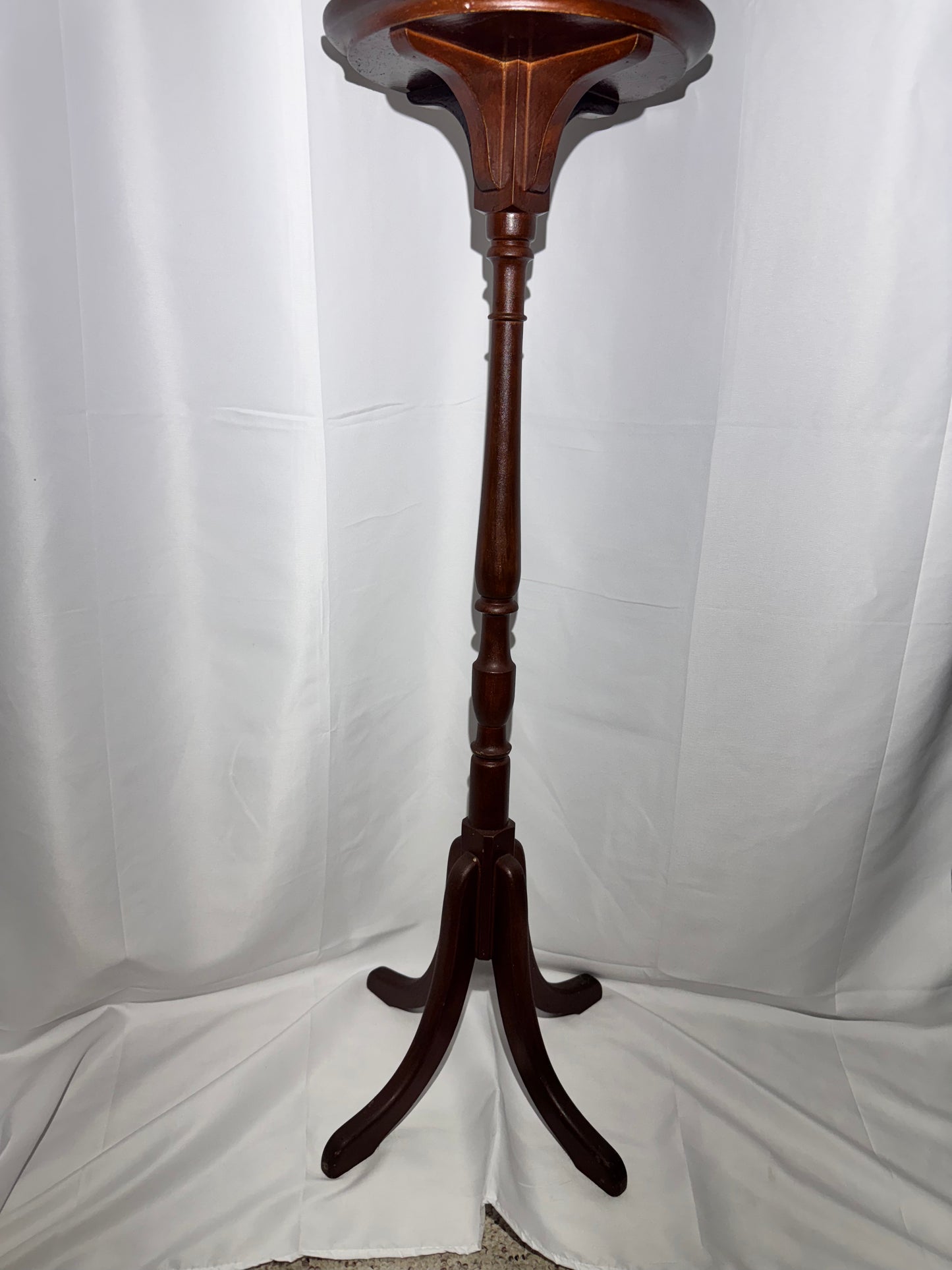 Vintage Wood Plant Stand – 36.5” Tall – Four-Legged Base – Marked “125”