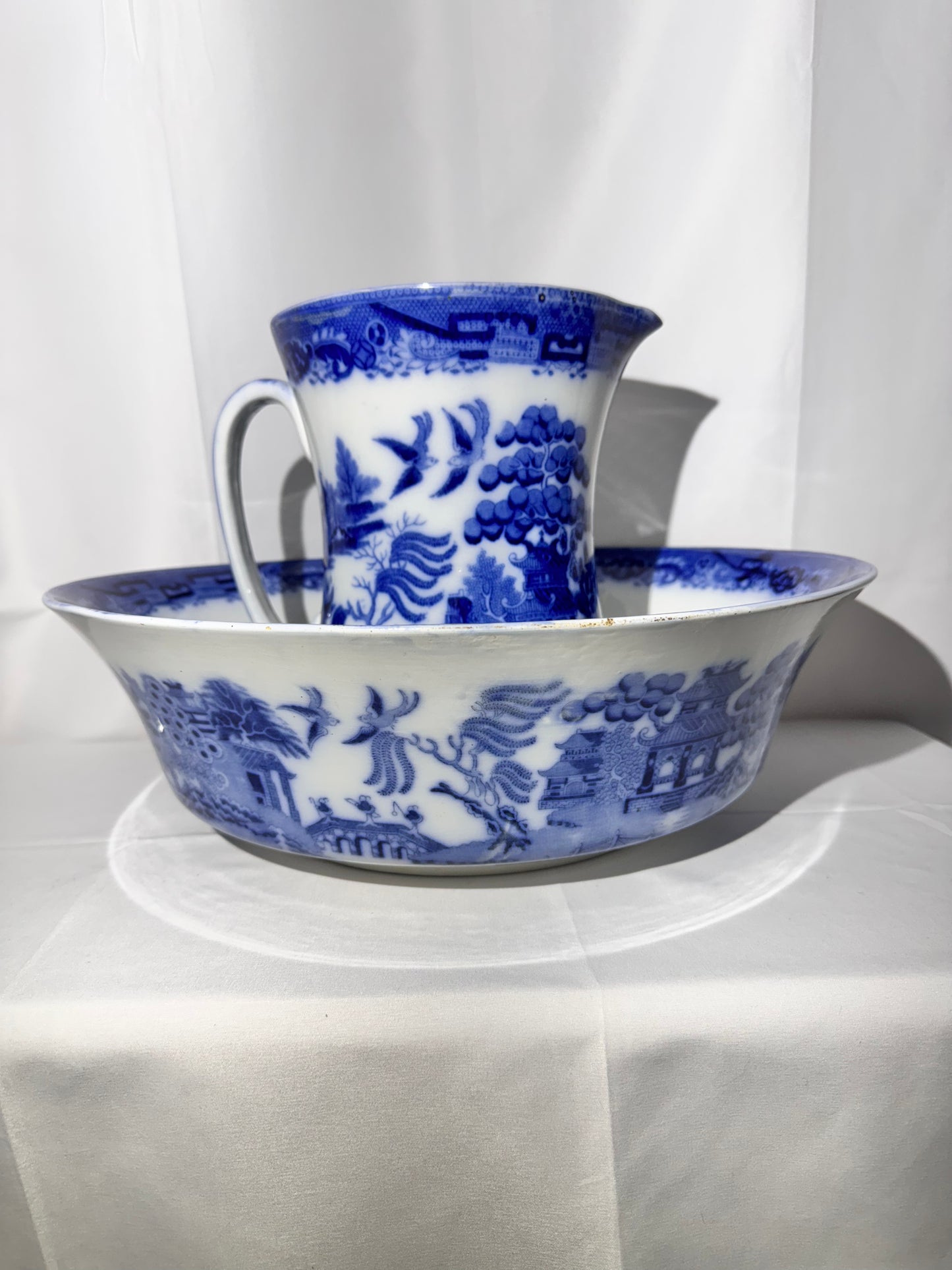 Blue Willow- Large bowl and Pitcher - Pottery