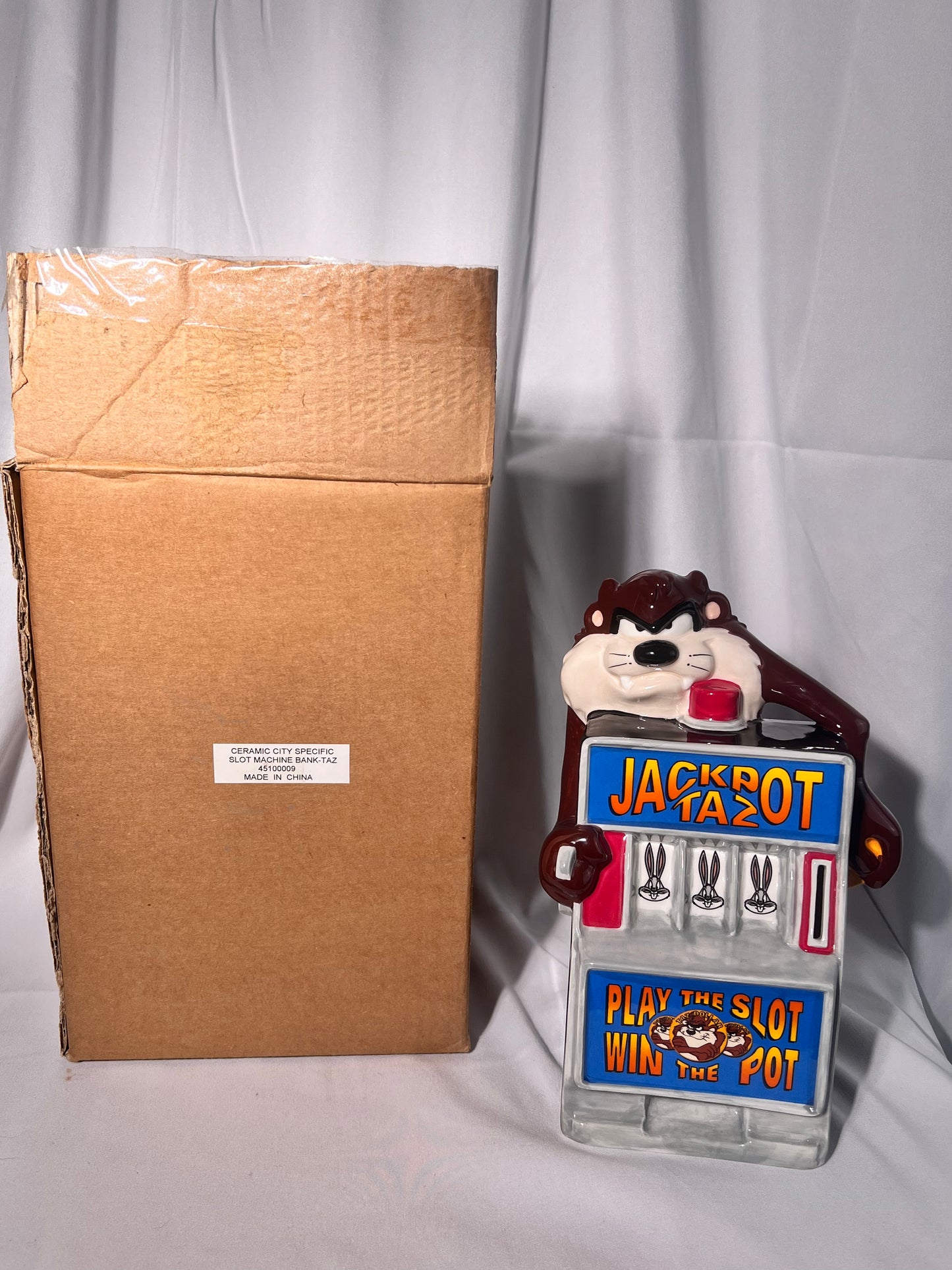 Jackpot Taz - 9” Bank - Ceramic City - Slot machine bank - 45100009- Looney Tunes- Warner Brothers