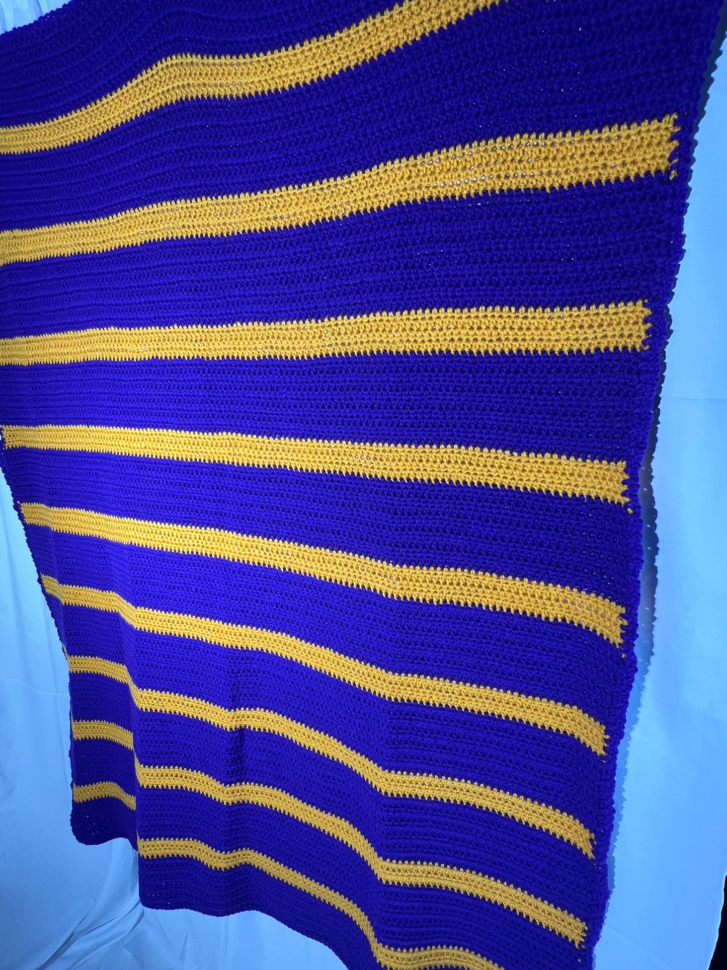 Afghan- 47” x 58” - Purple and Orange- Hand Crochet Blanket