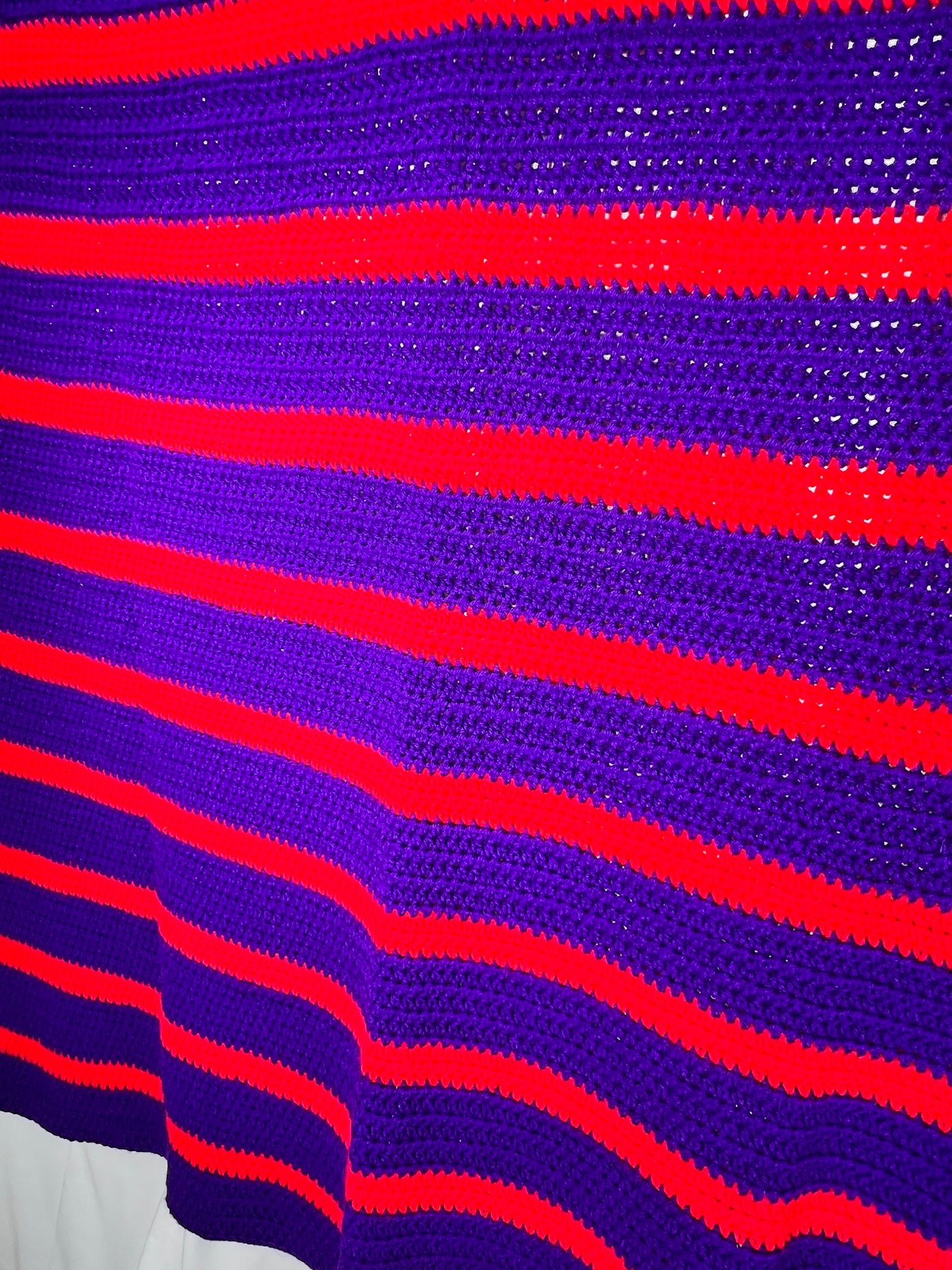 Afghan- 49” x 65” - Purple and Red - Hand Crochet Blanket