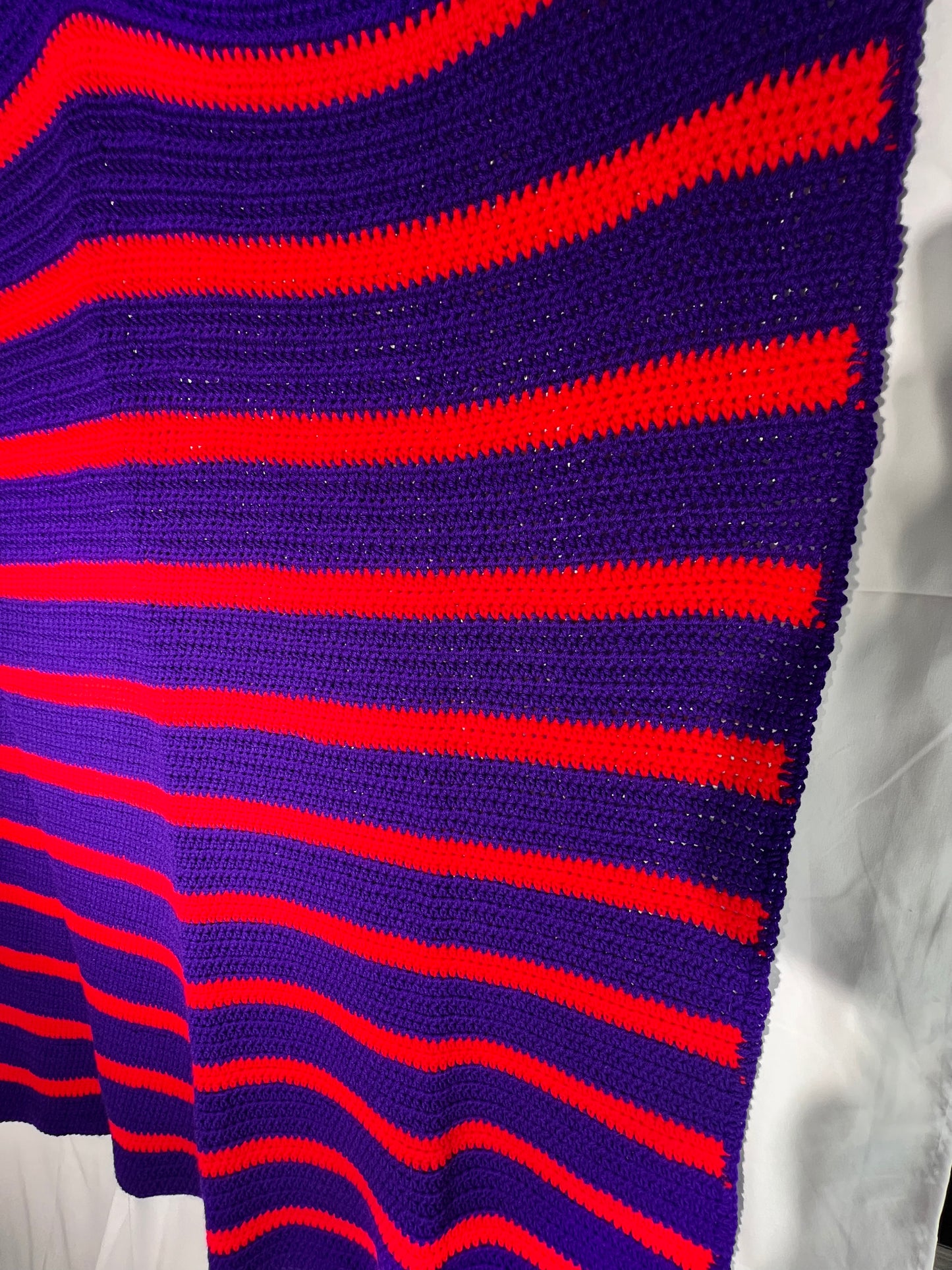 Afghan- 49” x 65” - Purple and Red - Hand Crochet Blanket