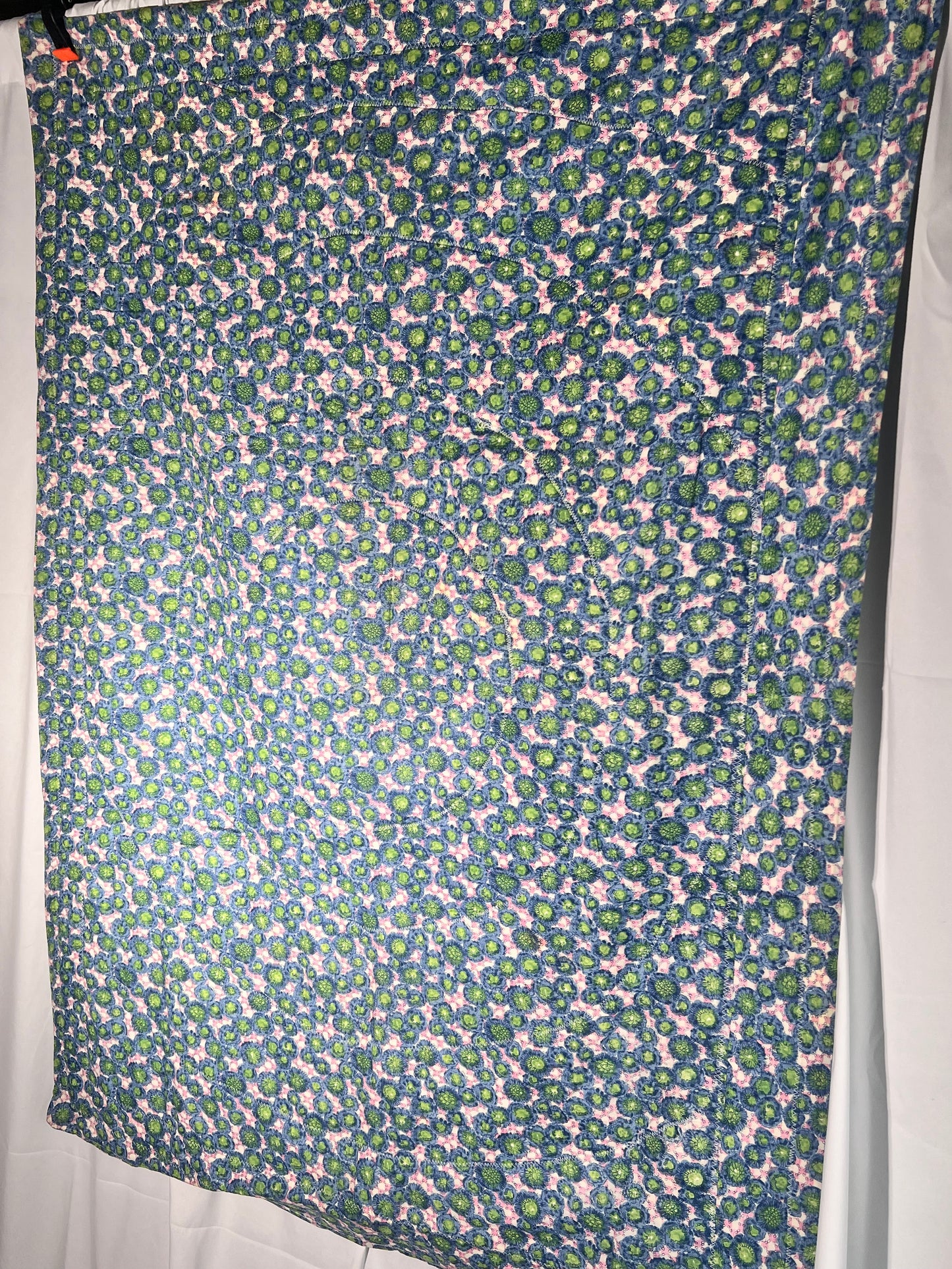 Quilt- Blue, Green, pink and white - kid or baby blanket