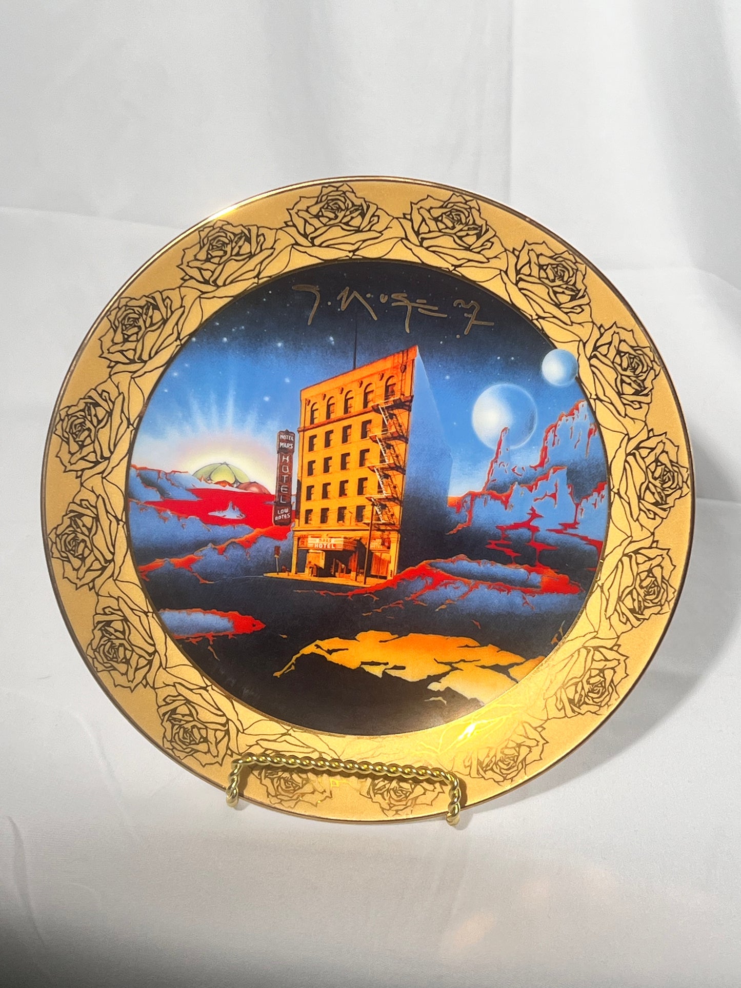 The Grateful Dead- Mars Hotel (front cover)- 24 karat gold leaf plate - approximately 8” - 1999- the Hamilton collection by classic mouse/Kelley - Limited edition number 0205A