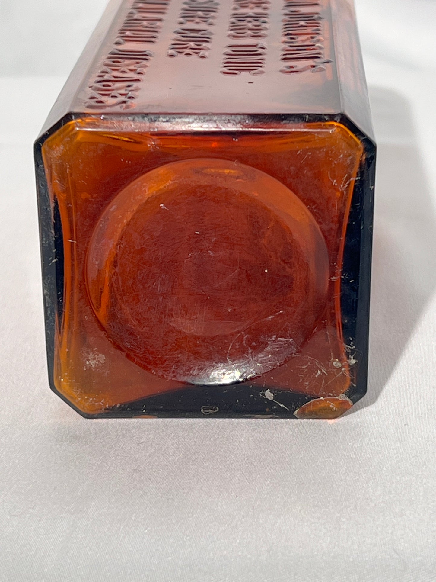 Antique Medicine Bottle - 9” W.M. Johnson’s - Pure Herb Tonic- Sure Cure - For All Malarial Diseases - Amber glass