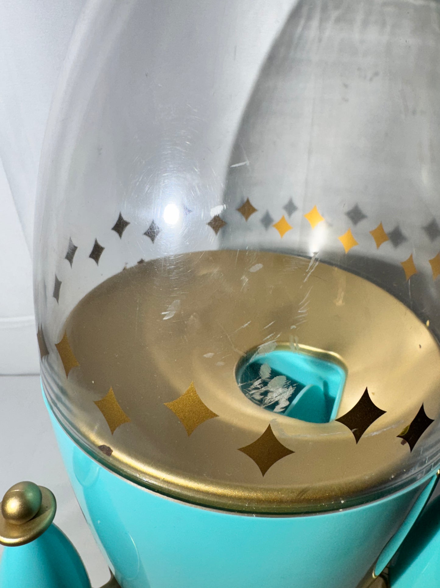 FAO Schwarz - atomic rocket candy dispenser- teal - Display