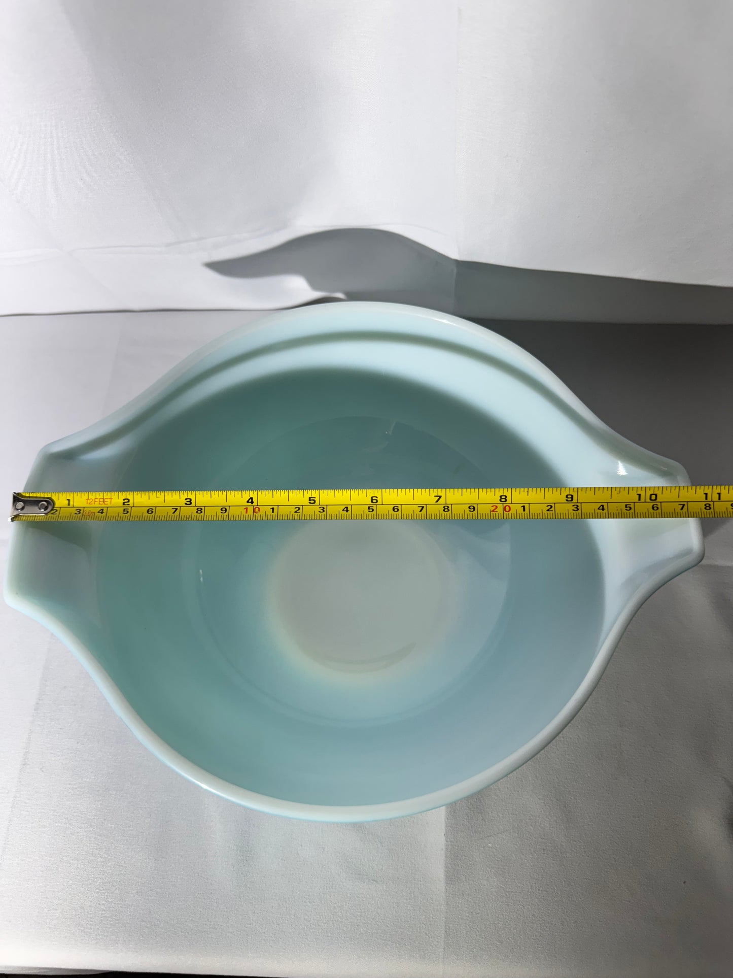 PYREX- Turquoise blue scroll- Cinderella mixing bowl-443- 2 1/2 Qt.