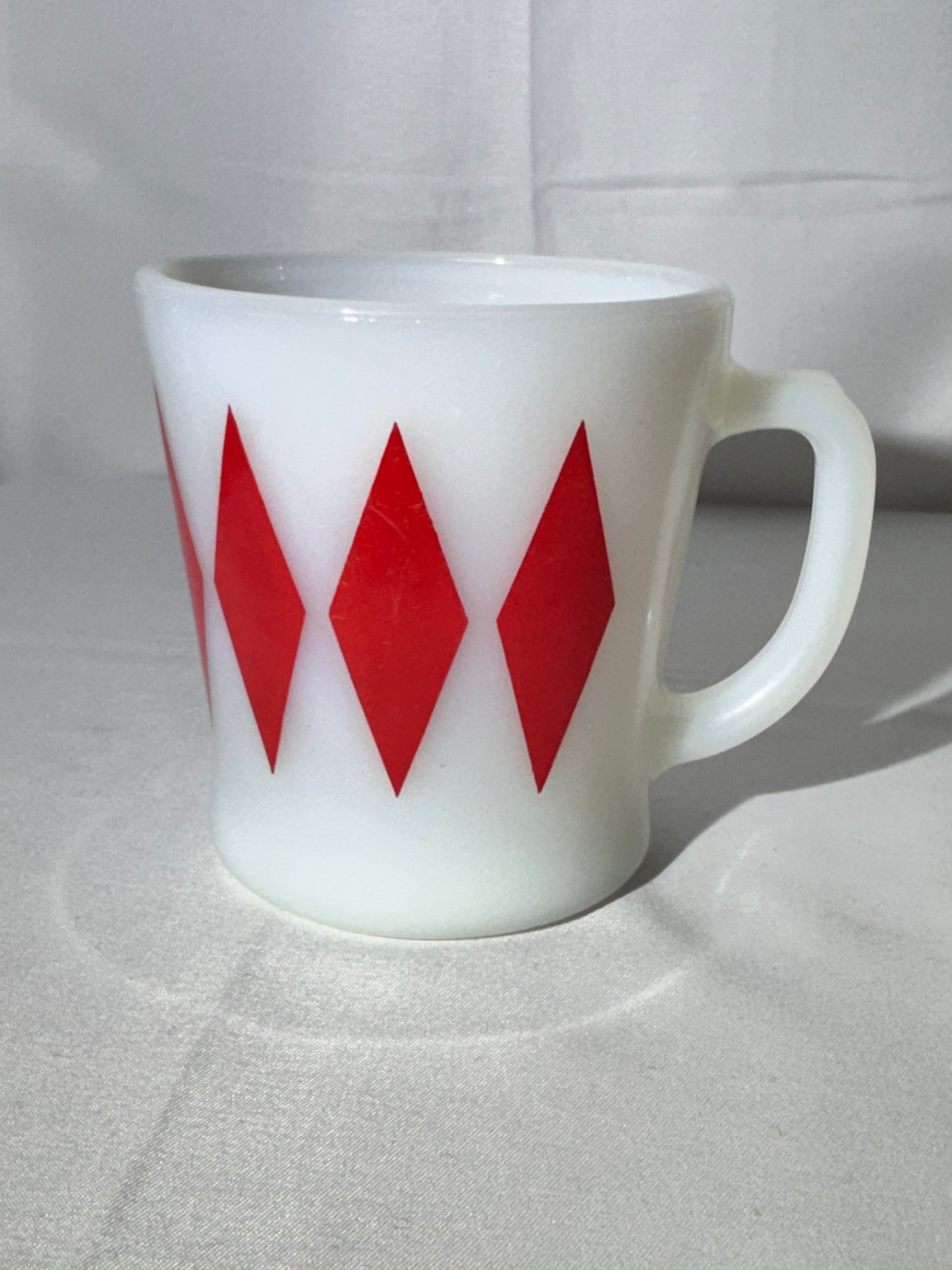 MCM- Fire King - Anchor Hocking - Harlequin Red Diamond- Mug - 56 - Oven Proof - made in USA