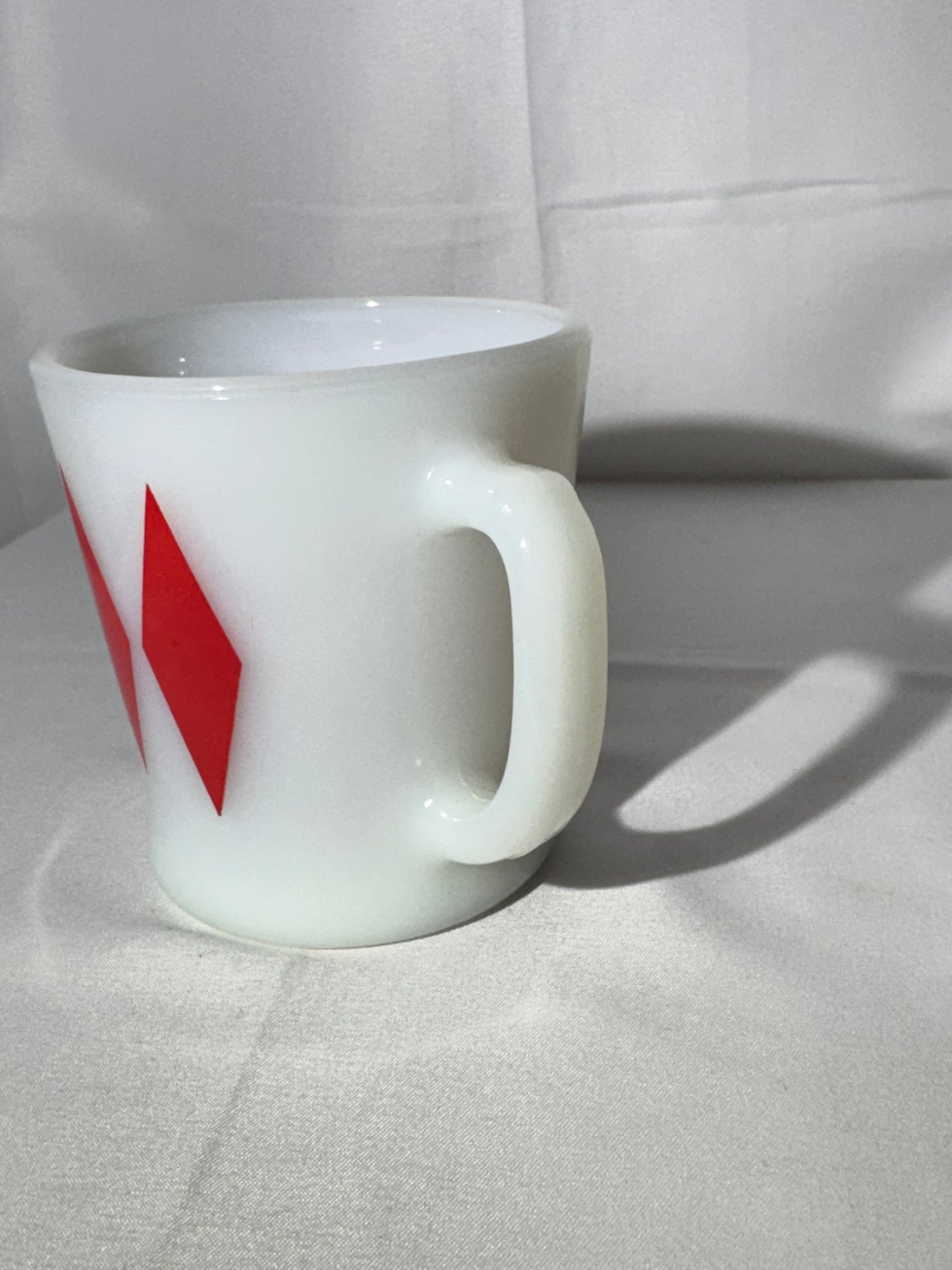 MCM- Fire King - Anchor Hocking - Harlequin Red Diamond- Mug - 56 - Oven Proof - made in USA