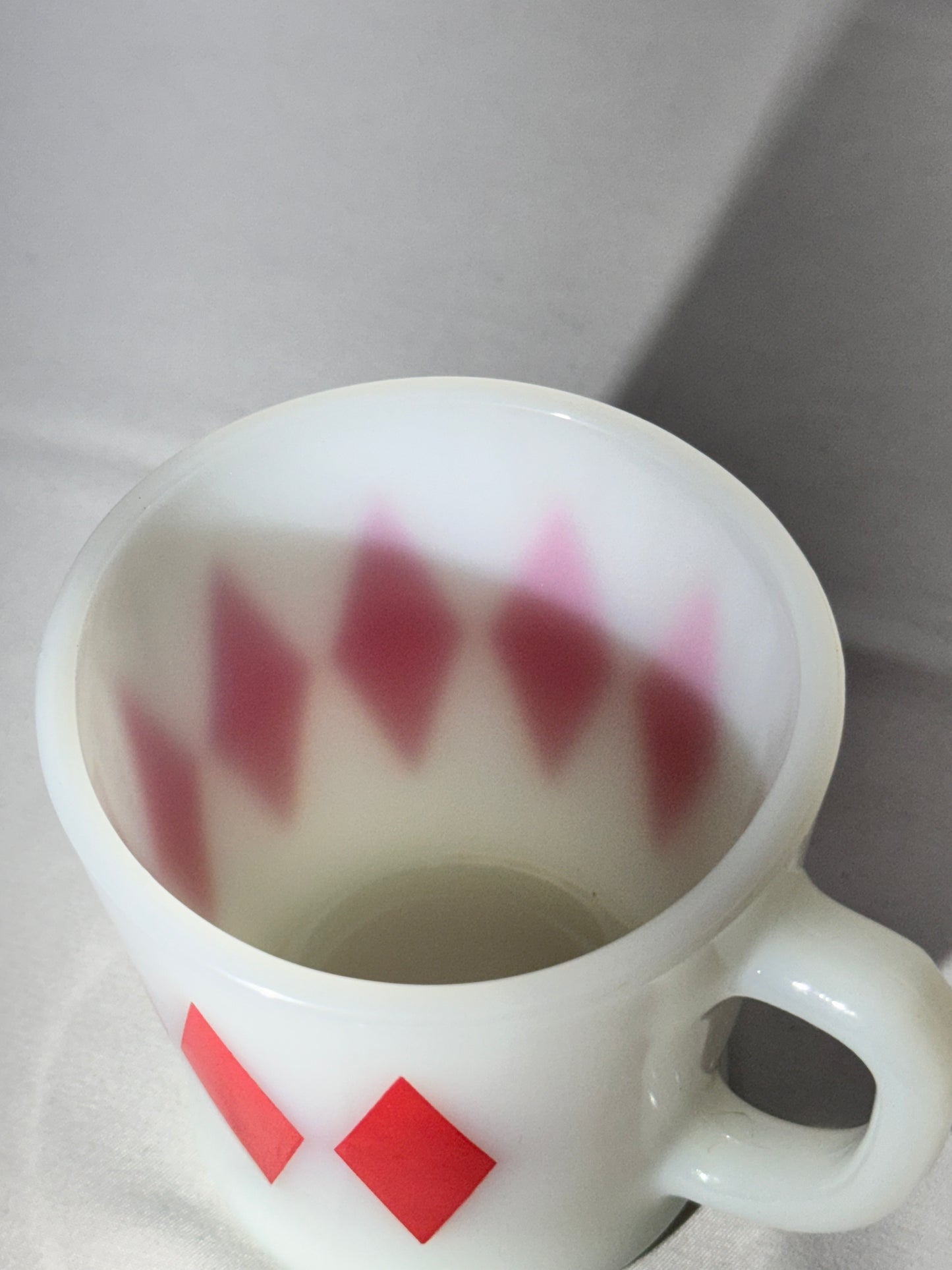 MCM- Fire King - Anchor Hocking - Harlequin Red Diamond- Mug - 56 - Oven Proof - made in USA