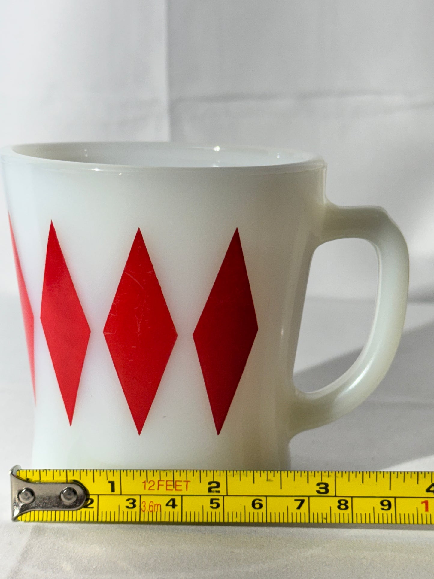 MCM- Fire King - Anchor Hocking - Harlequin Red Diamond- Mug - 56 - Oven Proof - made in USA