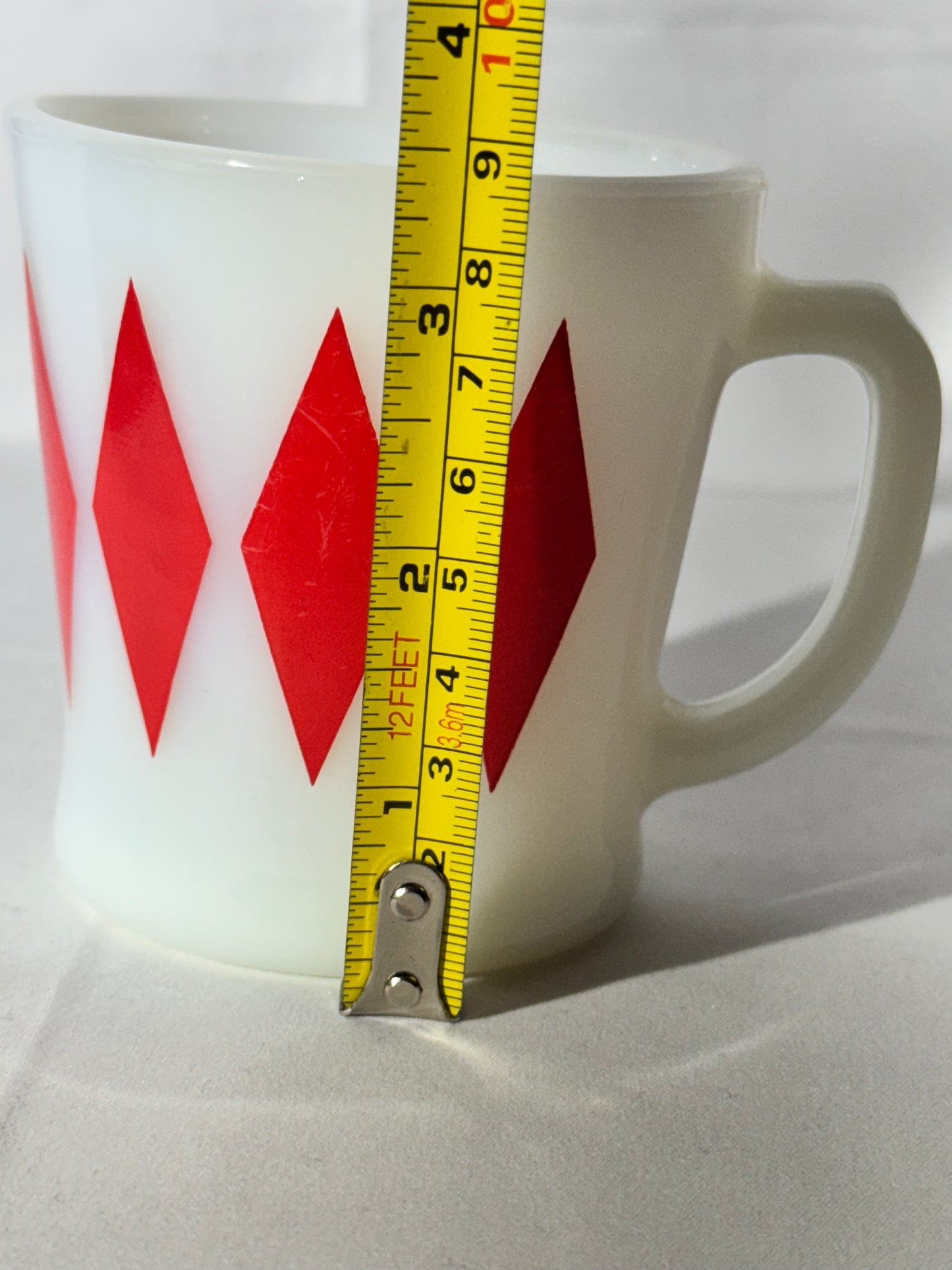 MCM- Fire King - Anchor Hocking - Harlequin Red Diamond- Mug - 56 - Oven Proof - made in USA