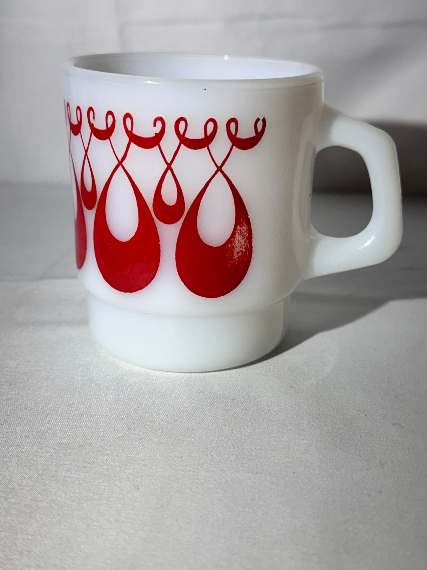 MCM- Fire King - Anchor Hocking - Red Swirl Teardrop - Mug - 45 - Oven Proof- Made in USA