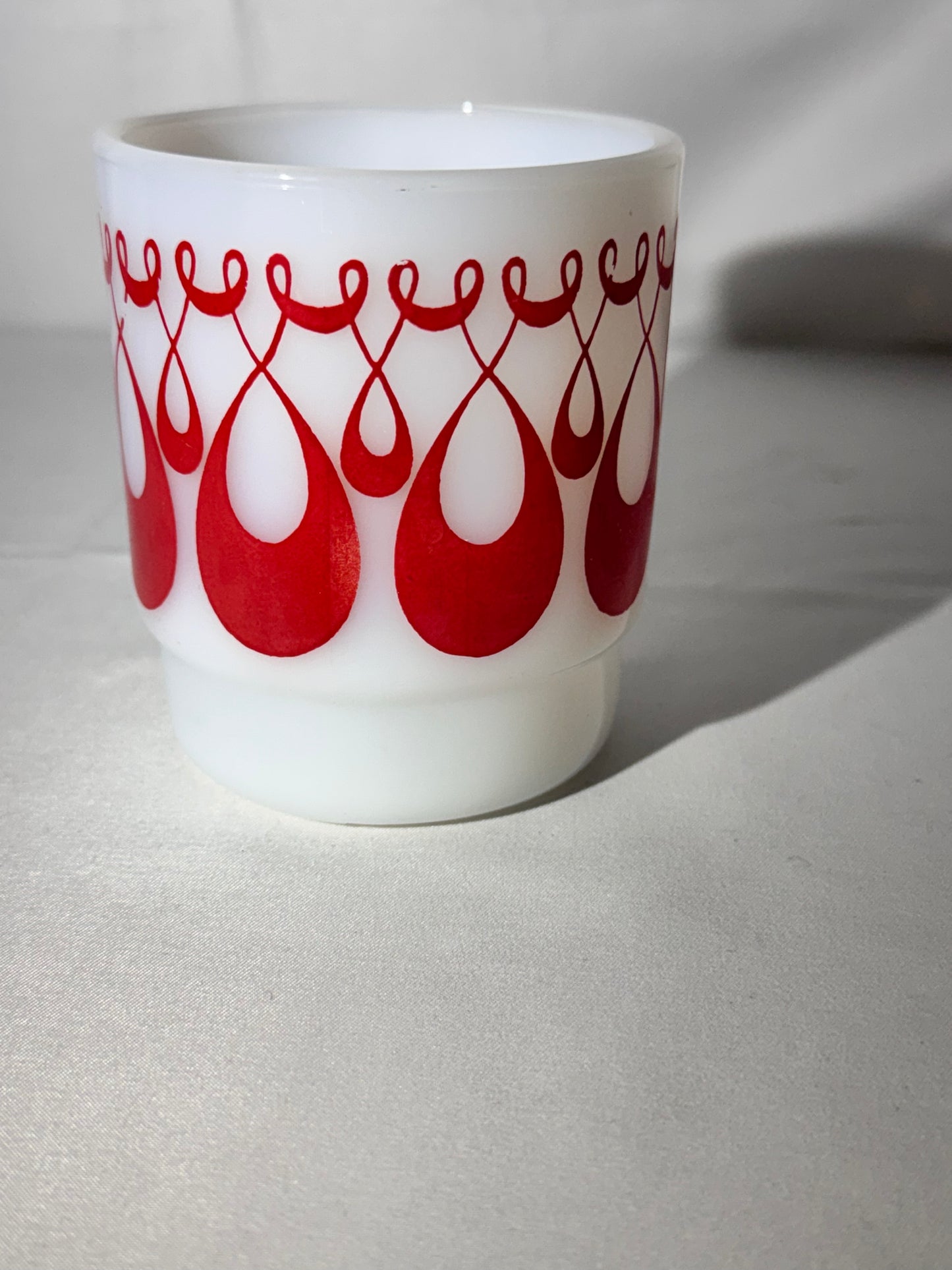 MCM- Fire King - Anchor Hocking - Red Swirl Teardrop - Mug - 45 - Oven Proof- Made in USA