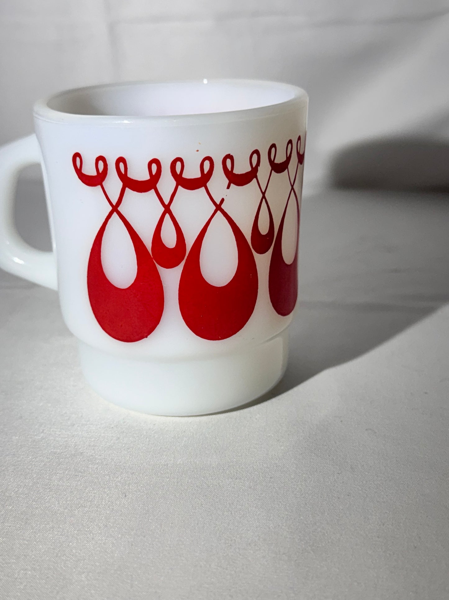 MCM- Fire King - Anchor Hocking - Red Swirl Teardrop - Mug - 45 - Oven Proof- Made in USA