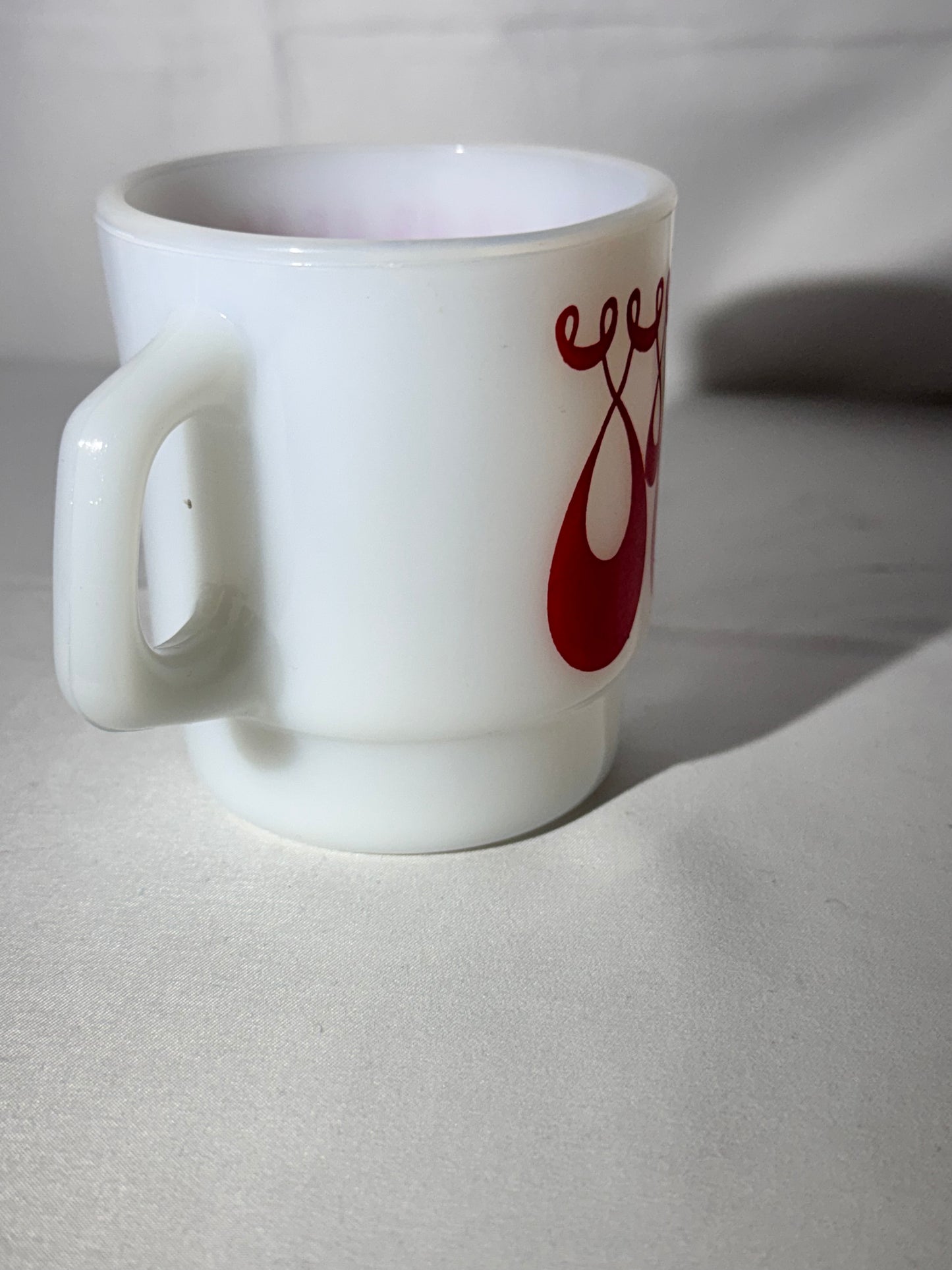 MCM- Fire King - Anchor Hocking - Red Swirl Teardrop - Mug - 45 - Oven Proof- Made in USA