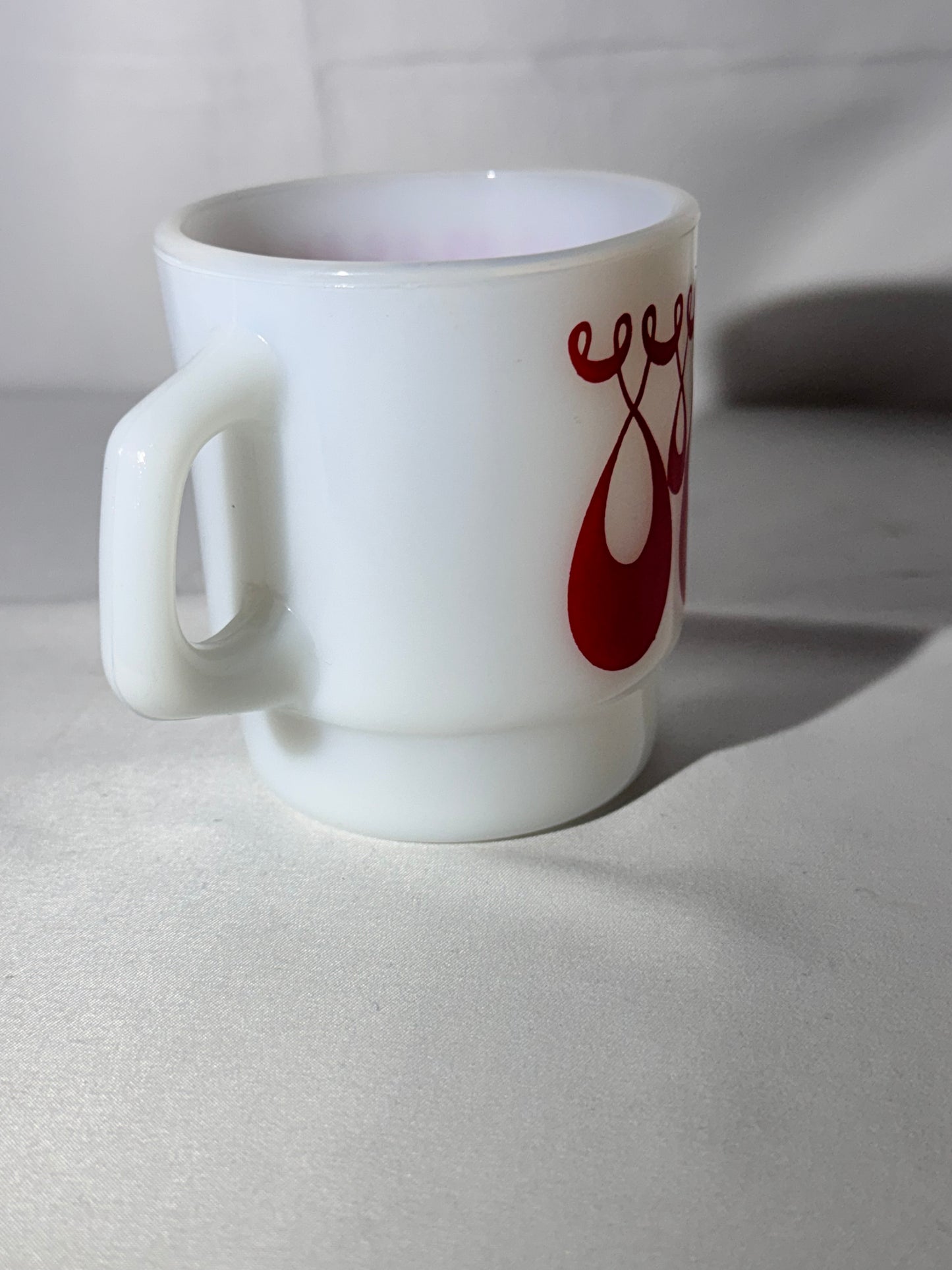 MCM- Fire King - Anchor Hocking - Red Swirl Teardrop - Mug - 45 - Oven Proof- Made in USA