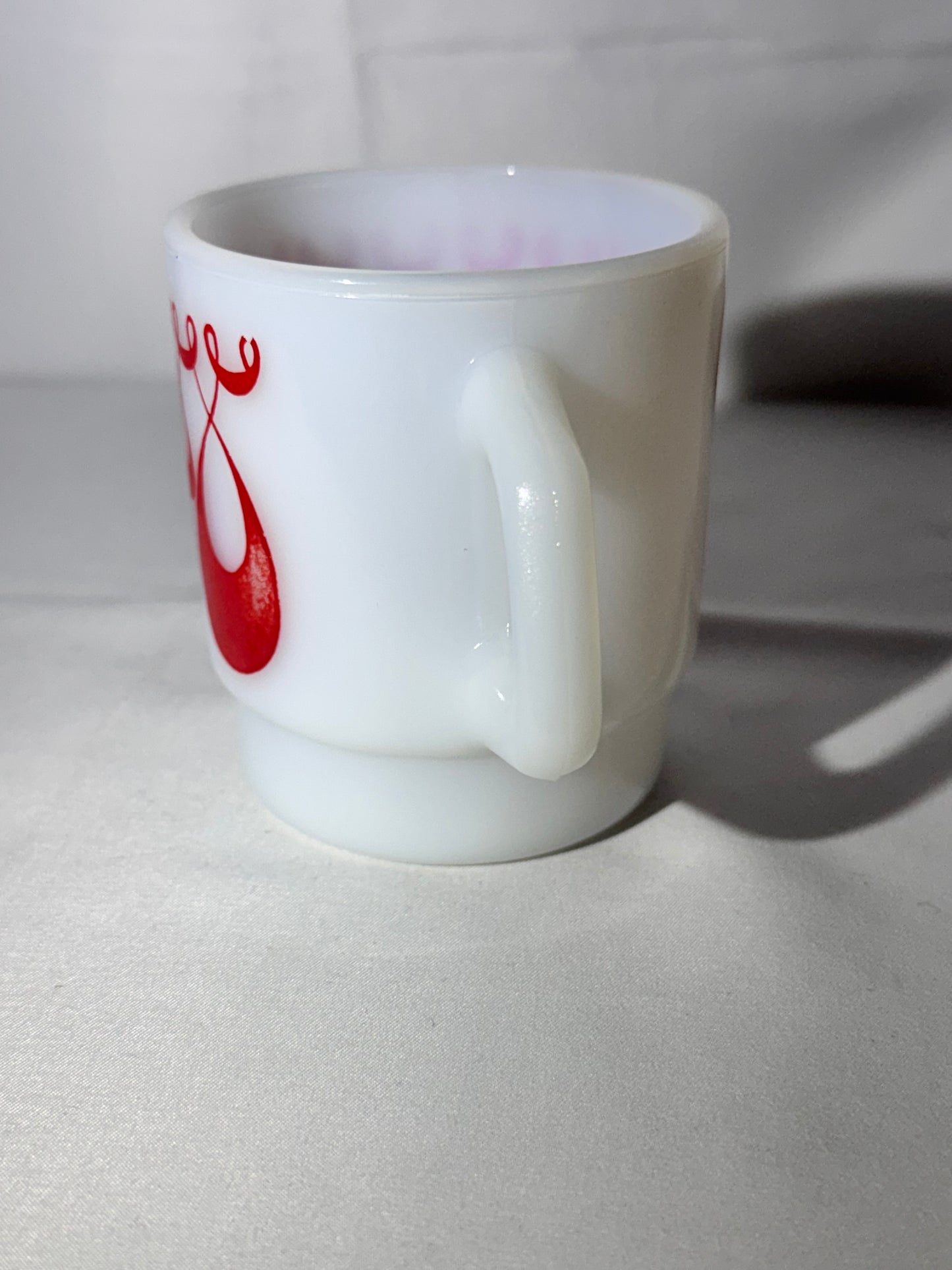 MCM- Fire King - Anchor Hocking - Red Swirl Teardrop - Mug - 45 - Oven Proof- Made in USA