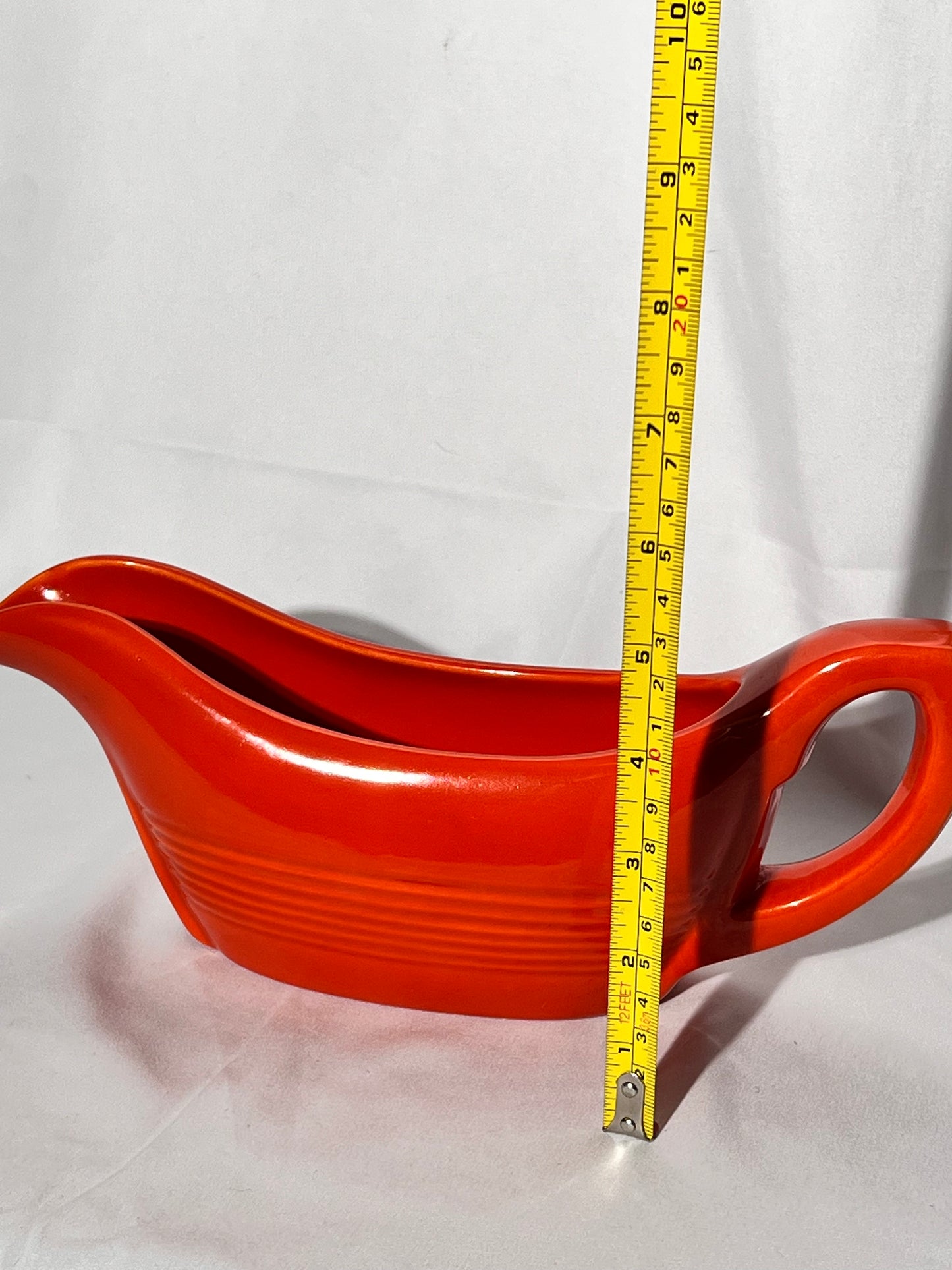 Bauer Pottery- Los Angeles- vintage- gravy boat- Orange - ring ware