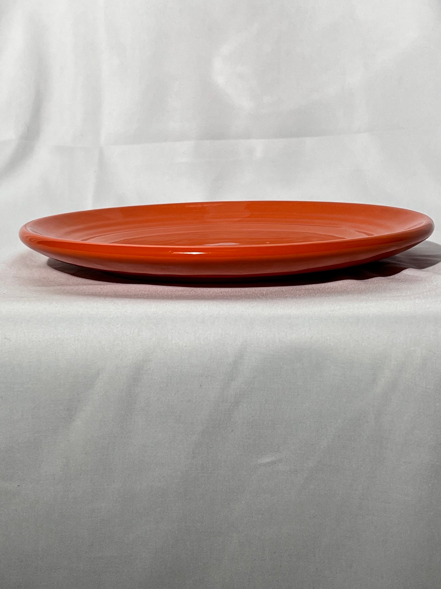 Bauer pottery- 9 1/2” dinner plate- orange- 3 rings - ring ware - vintage