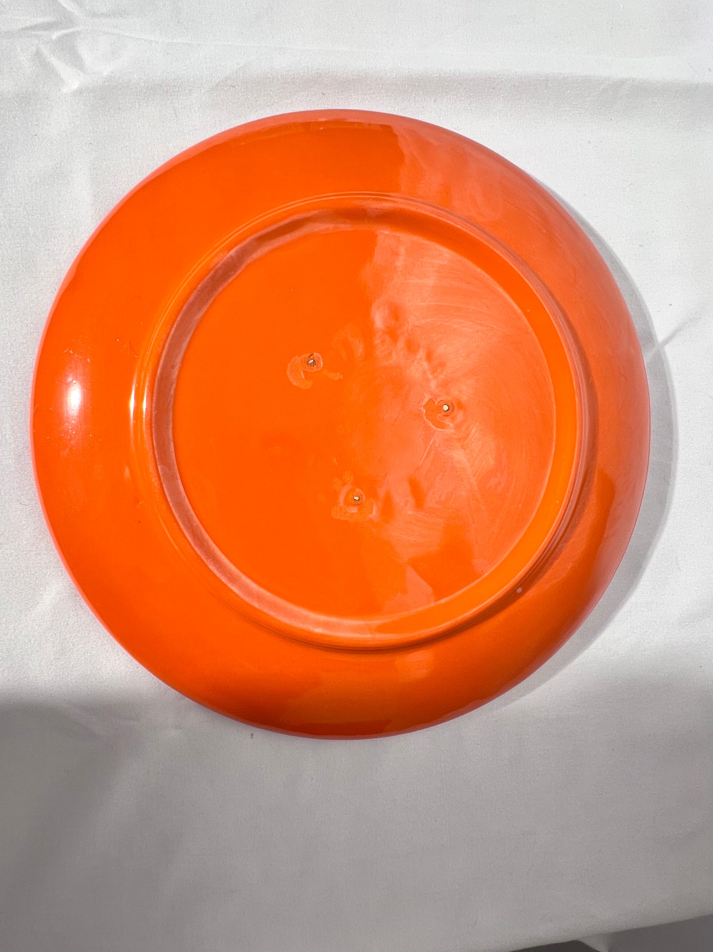 Bauer pottery- 9 1/2” dinner plate- orange- 3 rings - ring ware - vintage