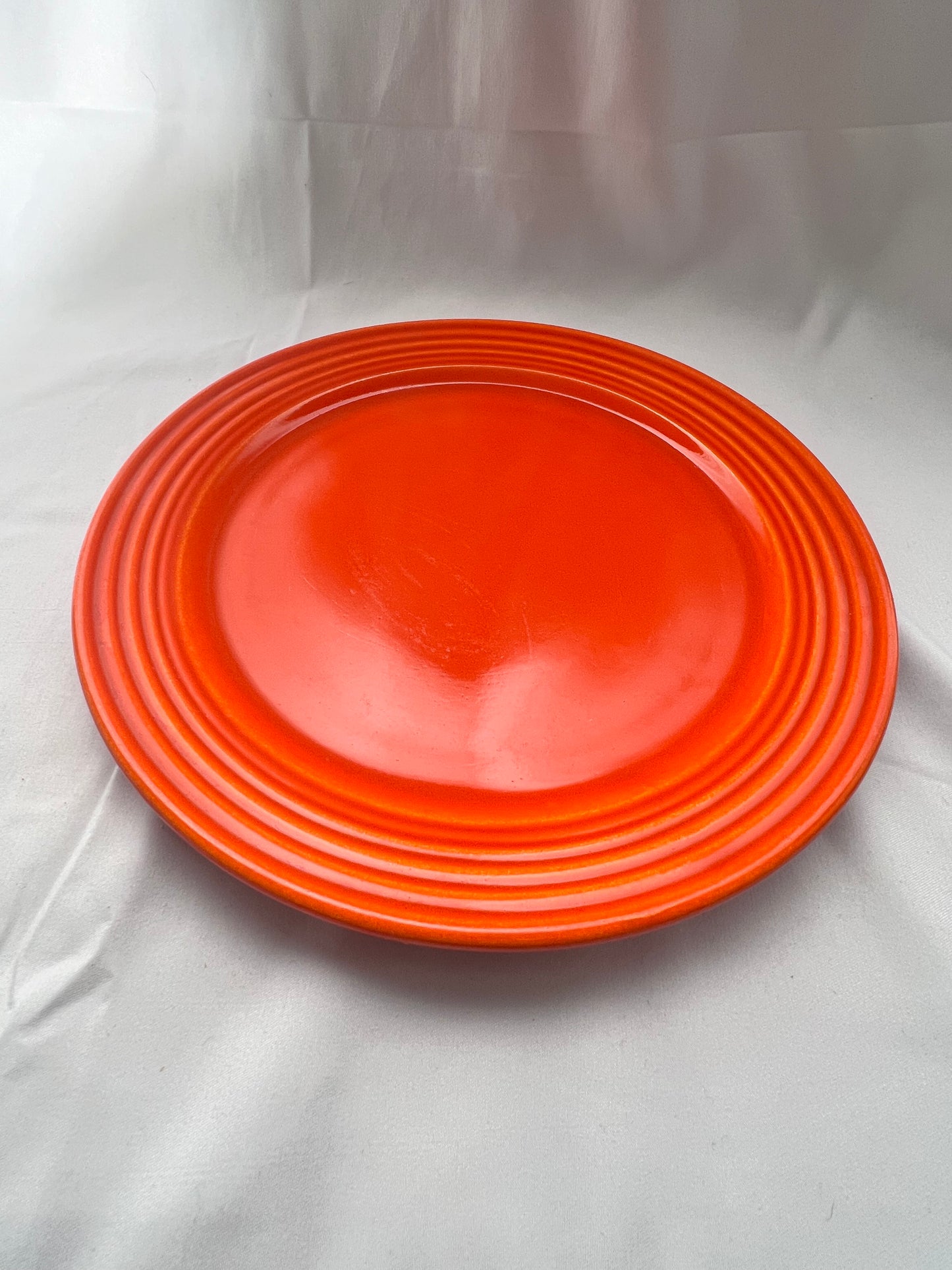Bauer pottery- 9 1/2” dinner plate- orange- 5 rings - ring ware - vintage