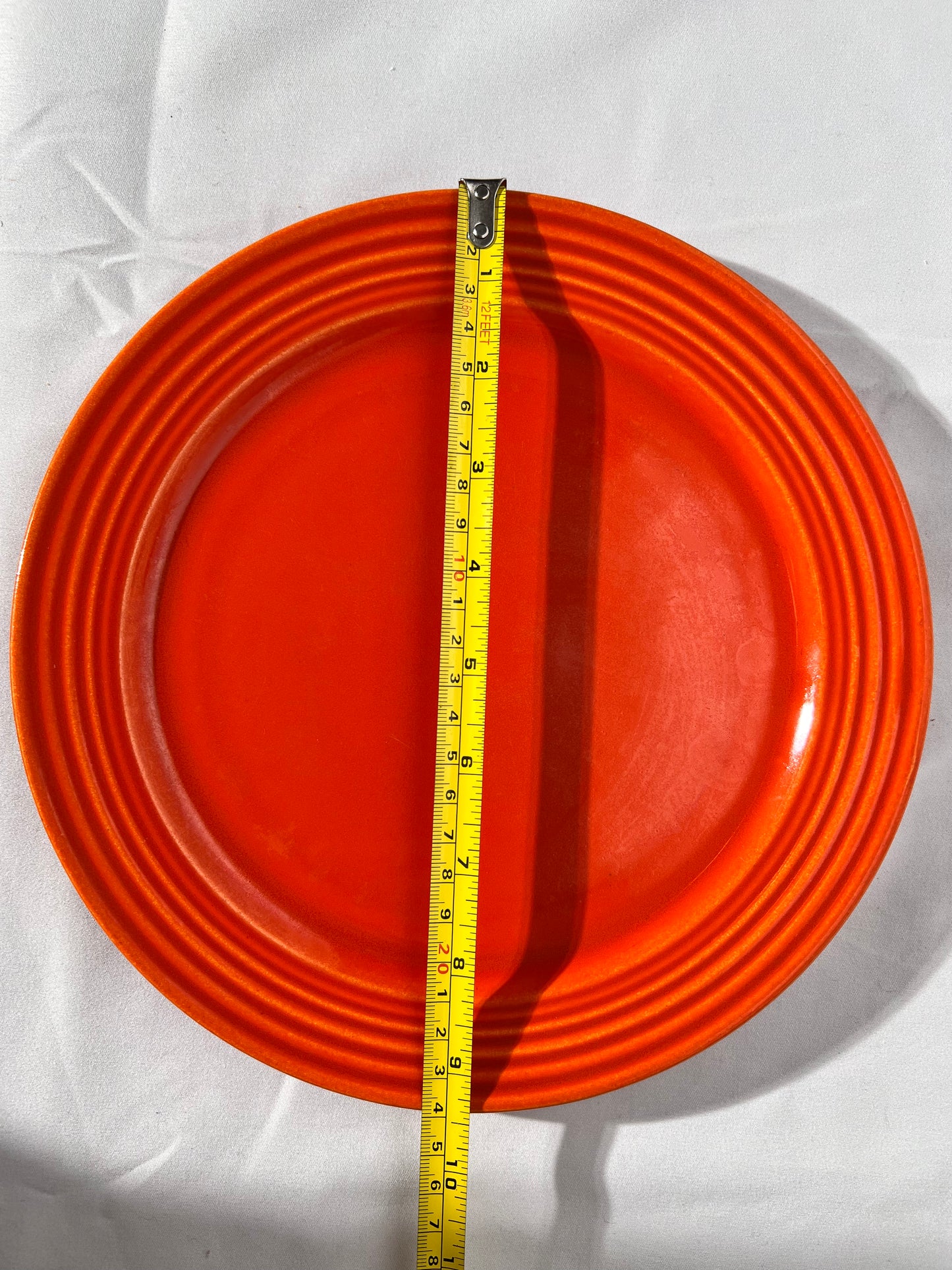 Bauer pottery- 9 1/2” dinner plate- orange- 5 rings - ring ware - vintage